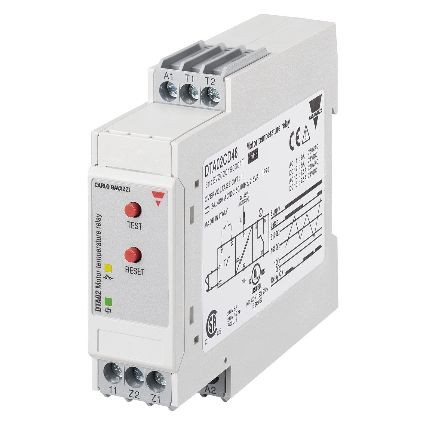 Carlo Gavazzi - Relais de contrôle température moteur - Entrée PTC - Alimentation: 230Vca