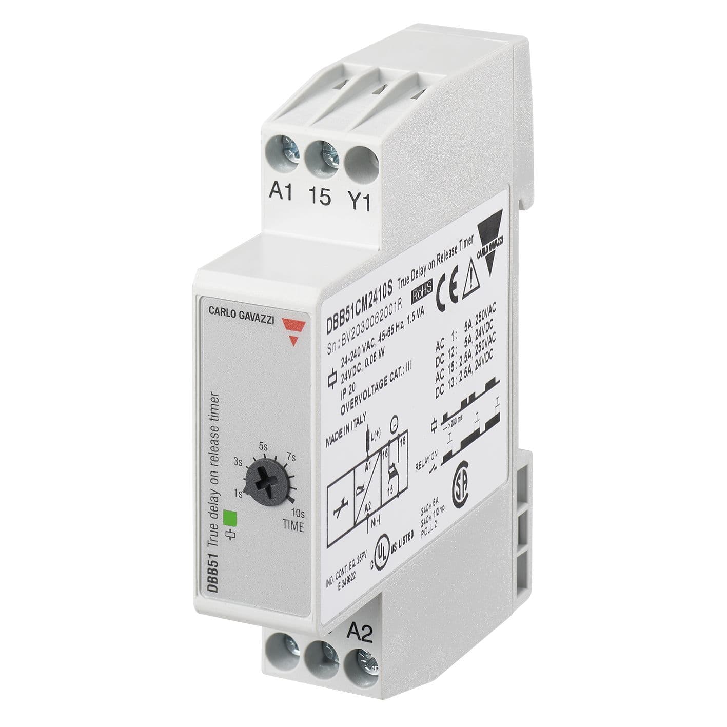 Carlo Gavazzi - Tempo travail à la mise hors tension - 1 RT 8A 24?240Vca/cc - 60s..600S