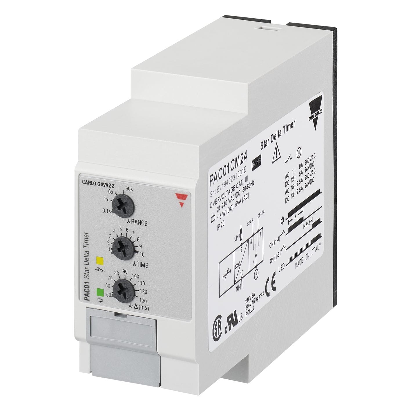 Carlo Gavazzi - Tempo étoile triangle - 1RT 8A - 0,1s?600s - 380...415Vca