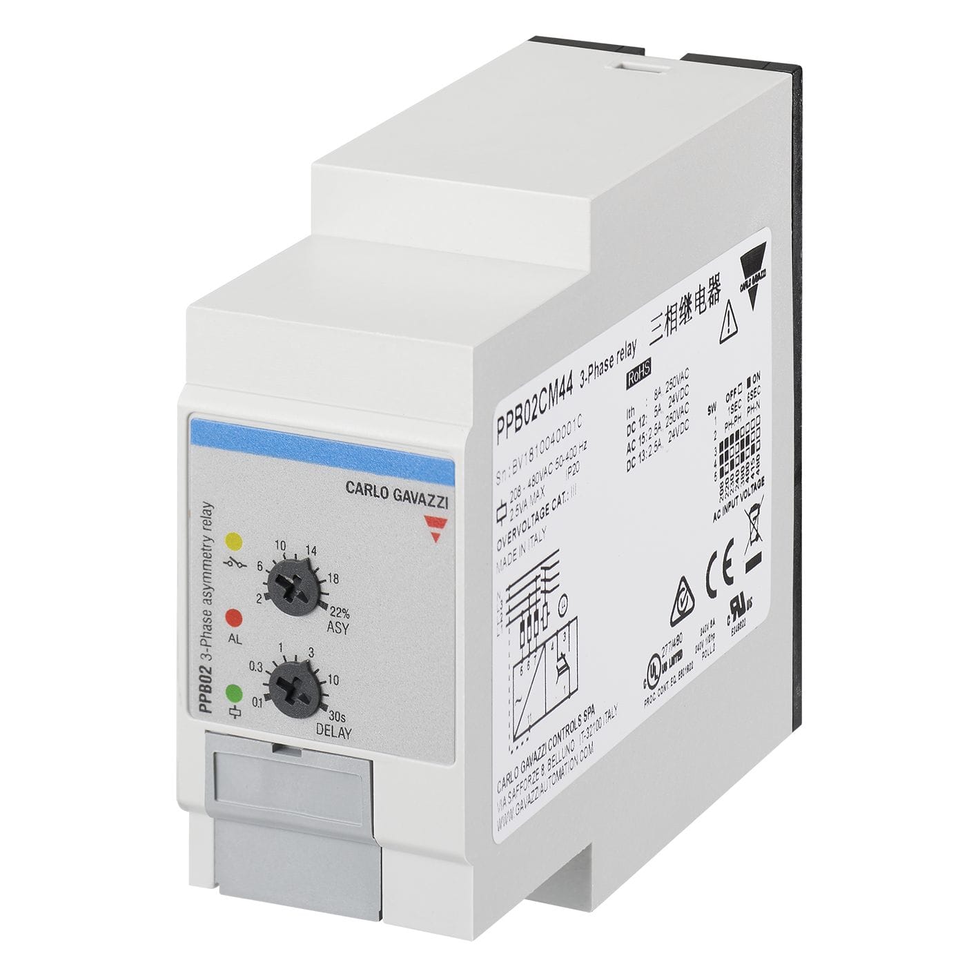 Carlo Gavazzi - Relais de contrôle asymétrie, ordre et perte de phase - Mesure: 380-480Vca