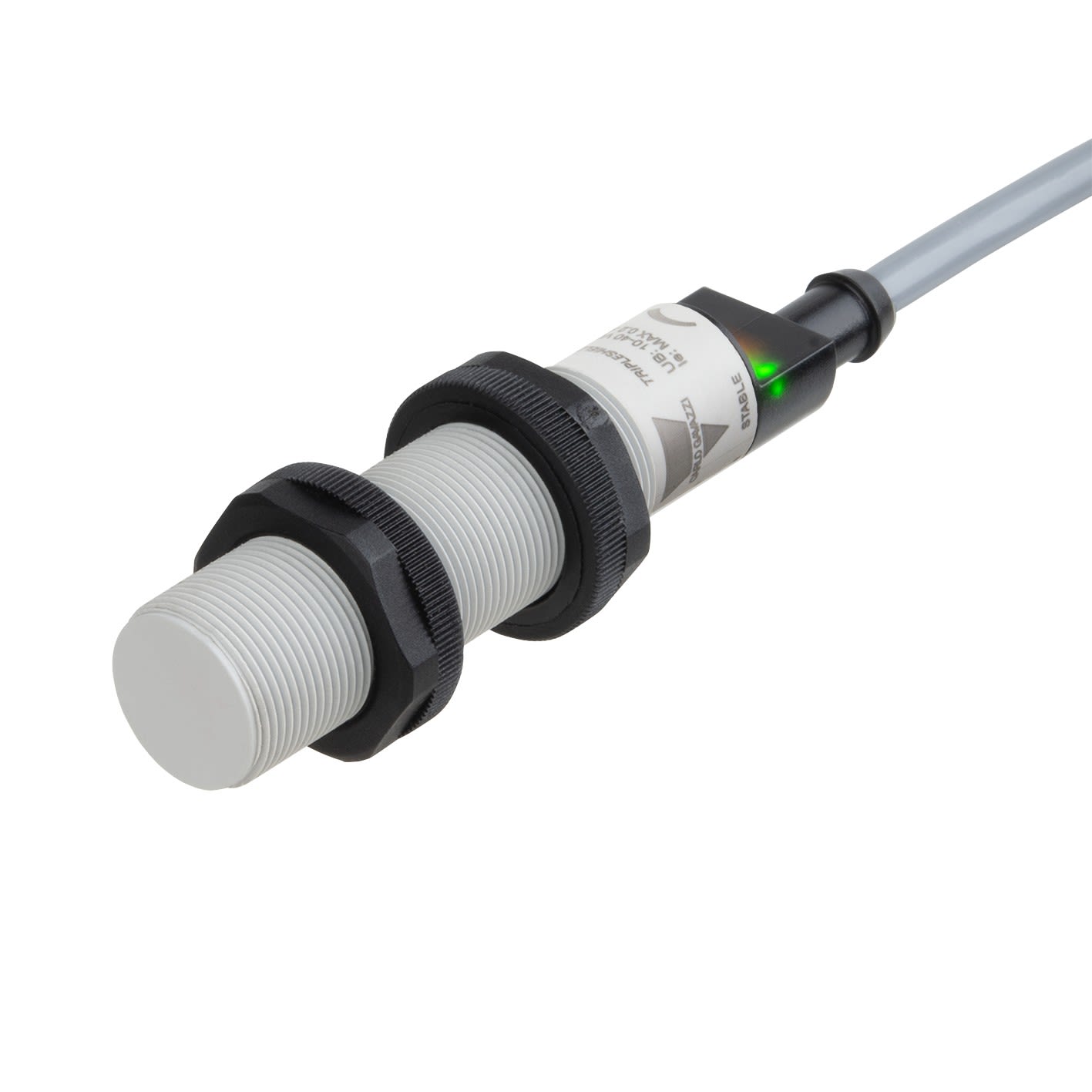 Carlo Gavazzi - Capacitif M18 noyable 8mm, 10-40Vcc, NPN/PNP, NO/NC, câble, Bargraphe, IOLINK