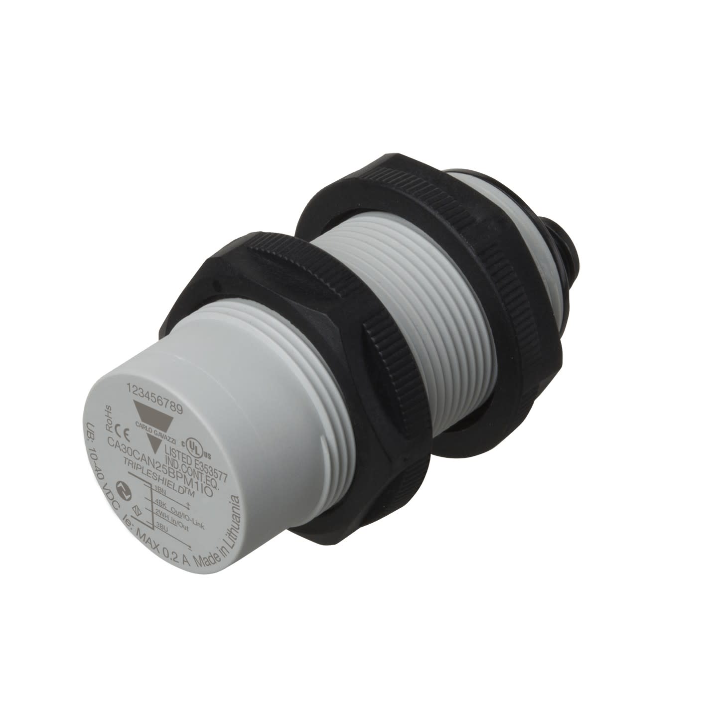 Carlo Gavazzi - Détecteur capacitif plastique non-noyable portée 25mm M30 IO-Link, connecteur