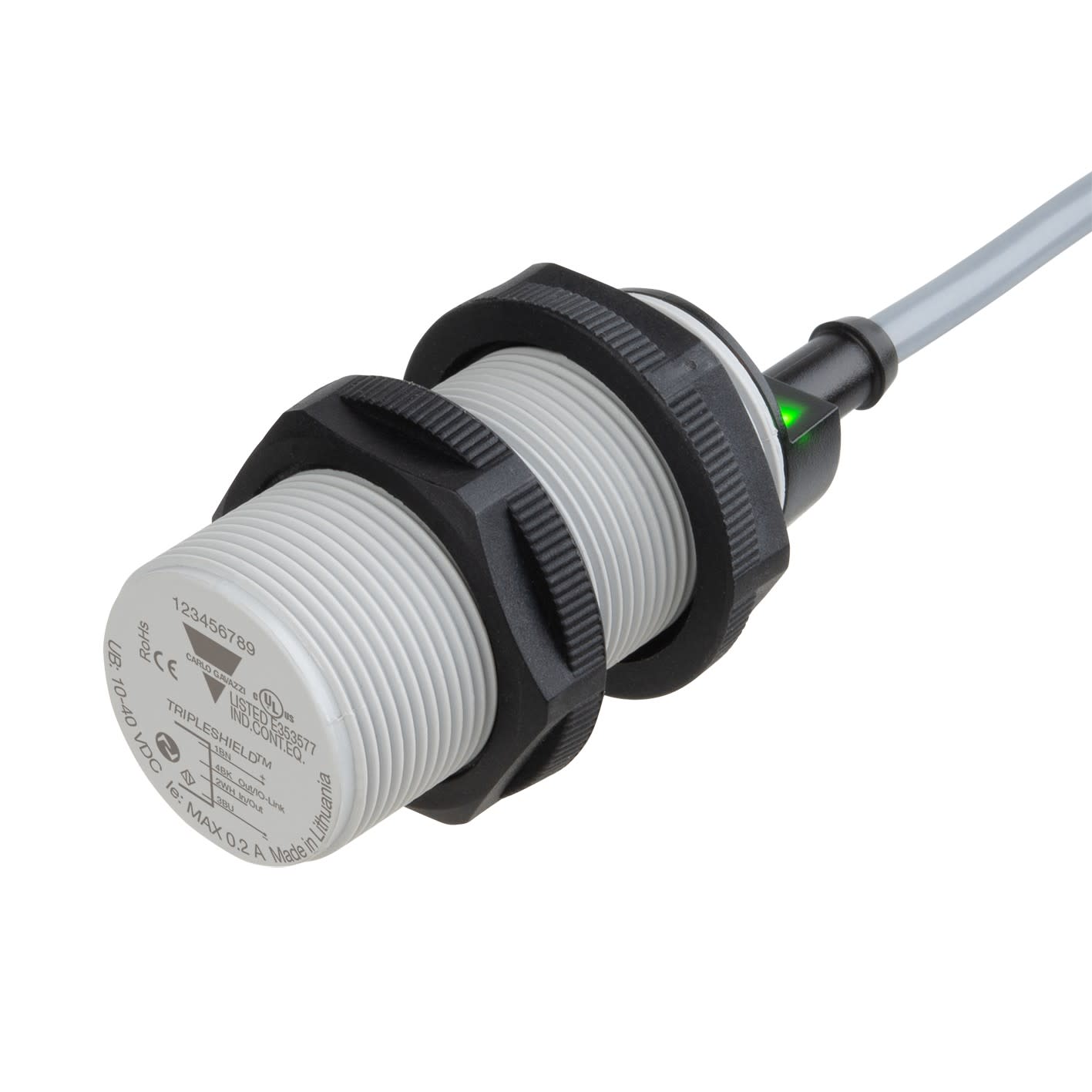 Carlo Gavazzi - Capacitif M30 noyable 16mm, 10-40Vcc, NPN/PNP, NO/NC, câble, Bargraphe, IOLINK