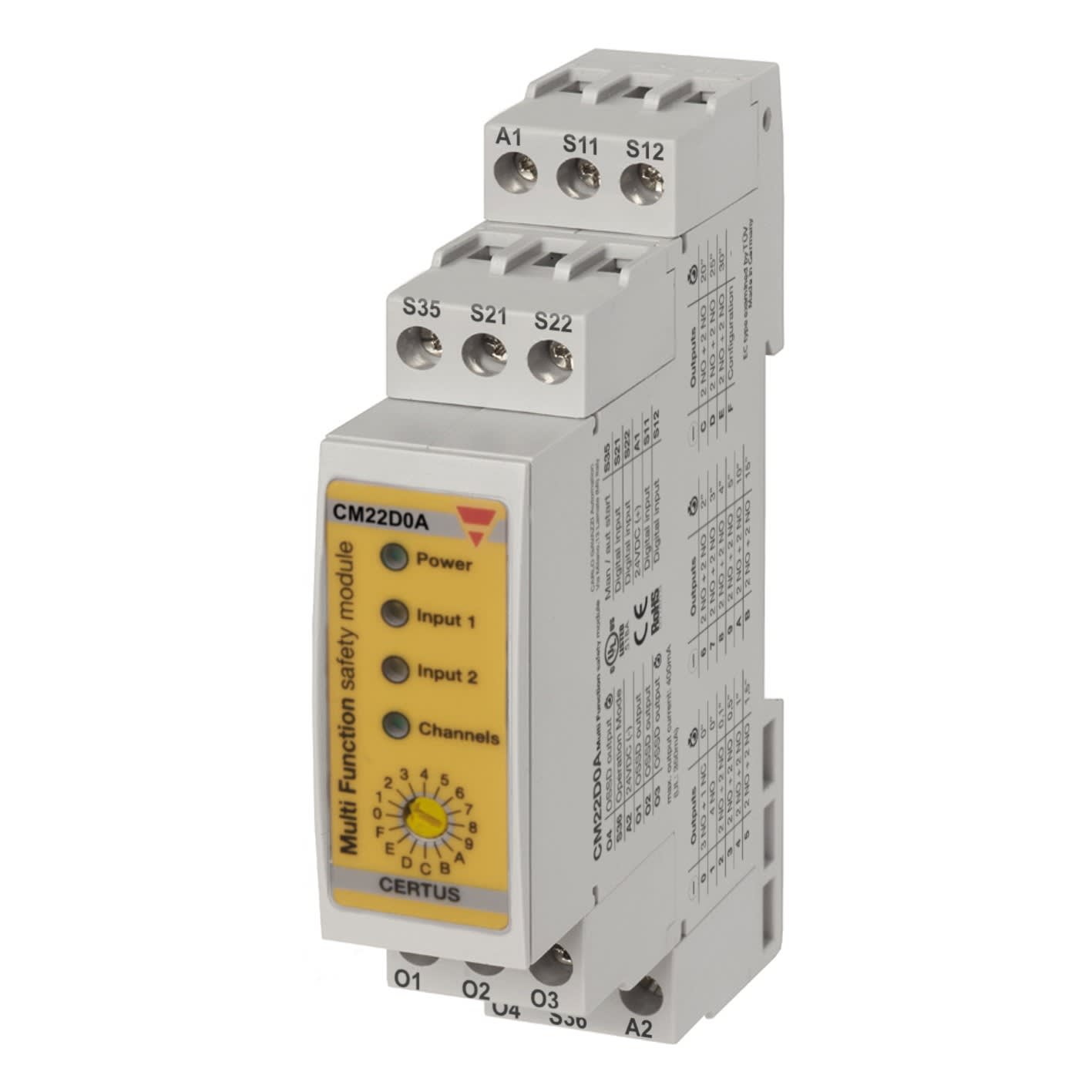 Carlo Gavazzi - Module de sécurité avec 2S OSSD direct + 2S temporisées