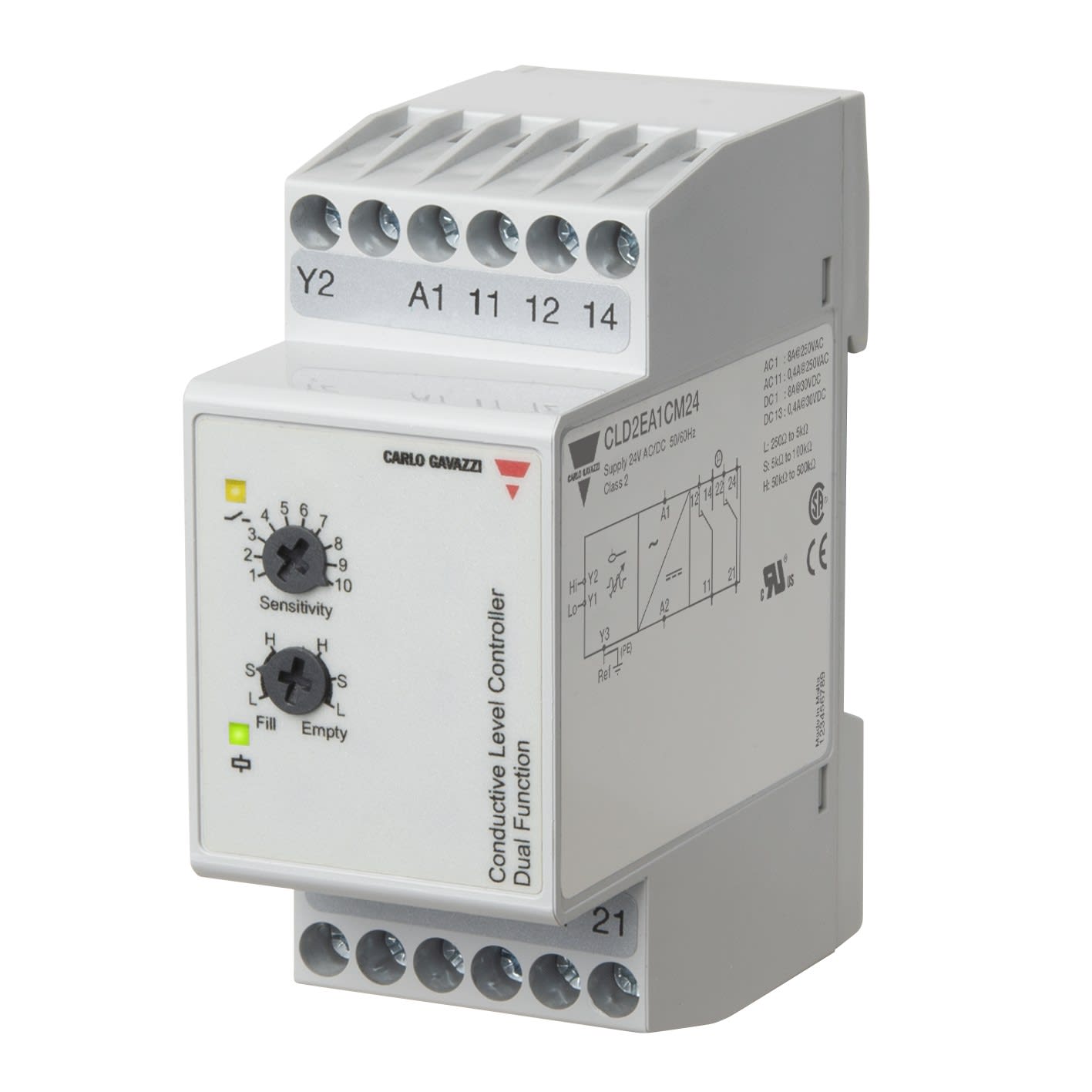 Carlo Gavazzi - Relais de niveau vidange ou remplissage - Sensibilité: 250??500K?-24Vca/cc 2+réf
