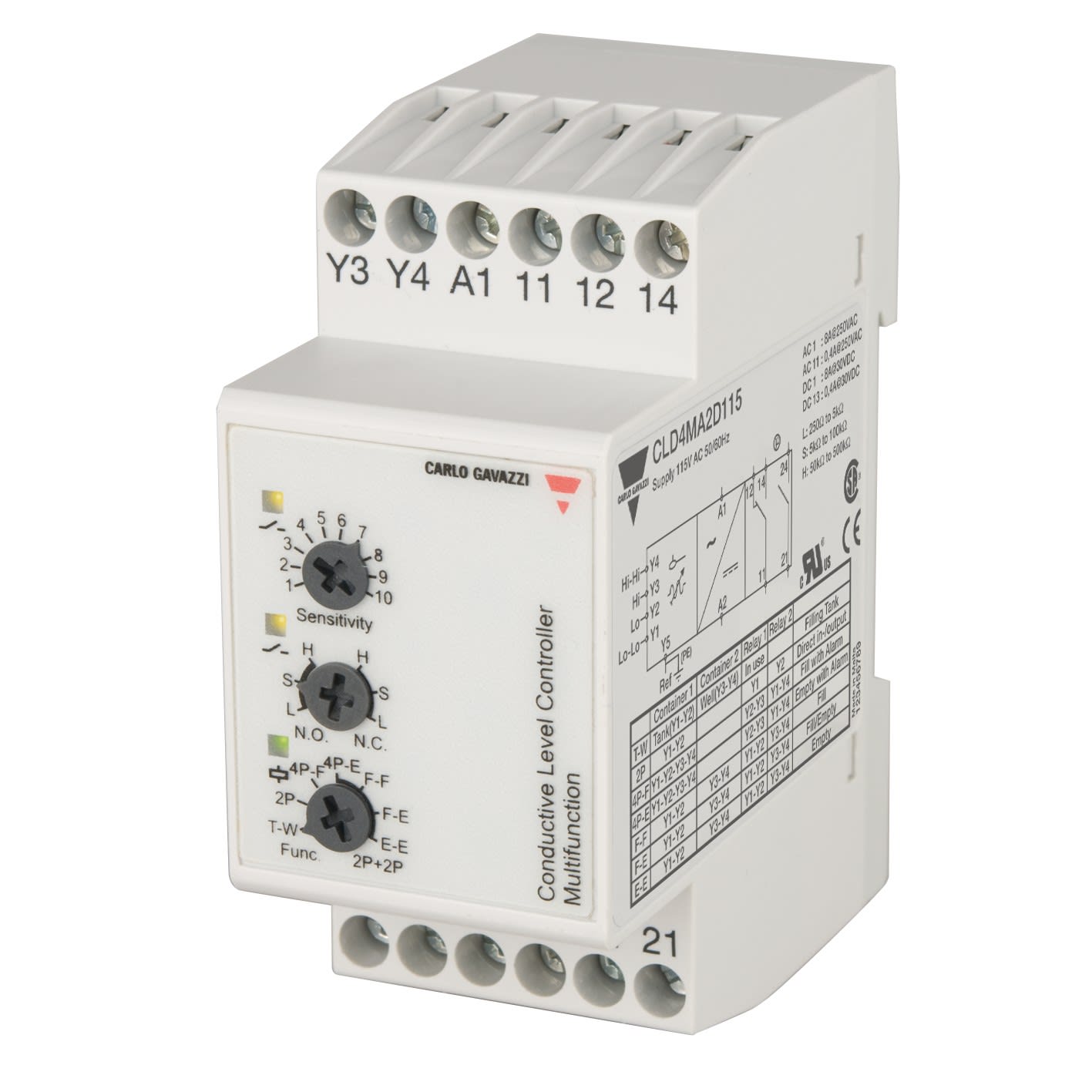 Carlo Gavazzi - Relais de niveau vidange ou remplissage-Sensibilité: 250??500K? - 115Vca 2-4+réf