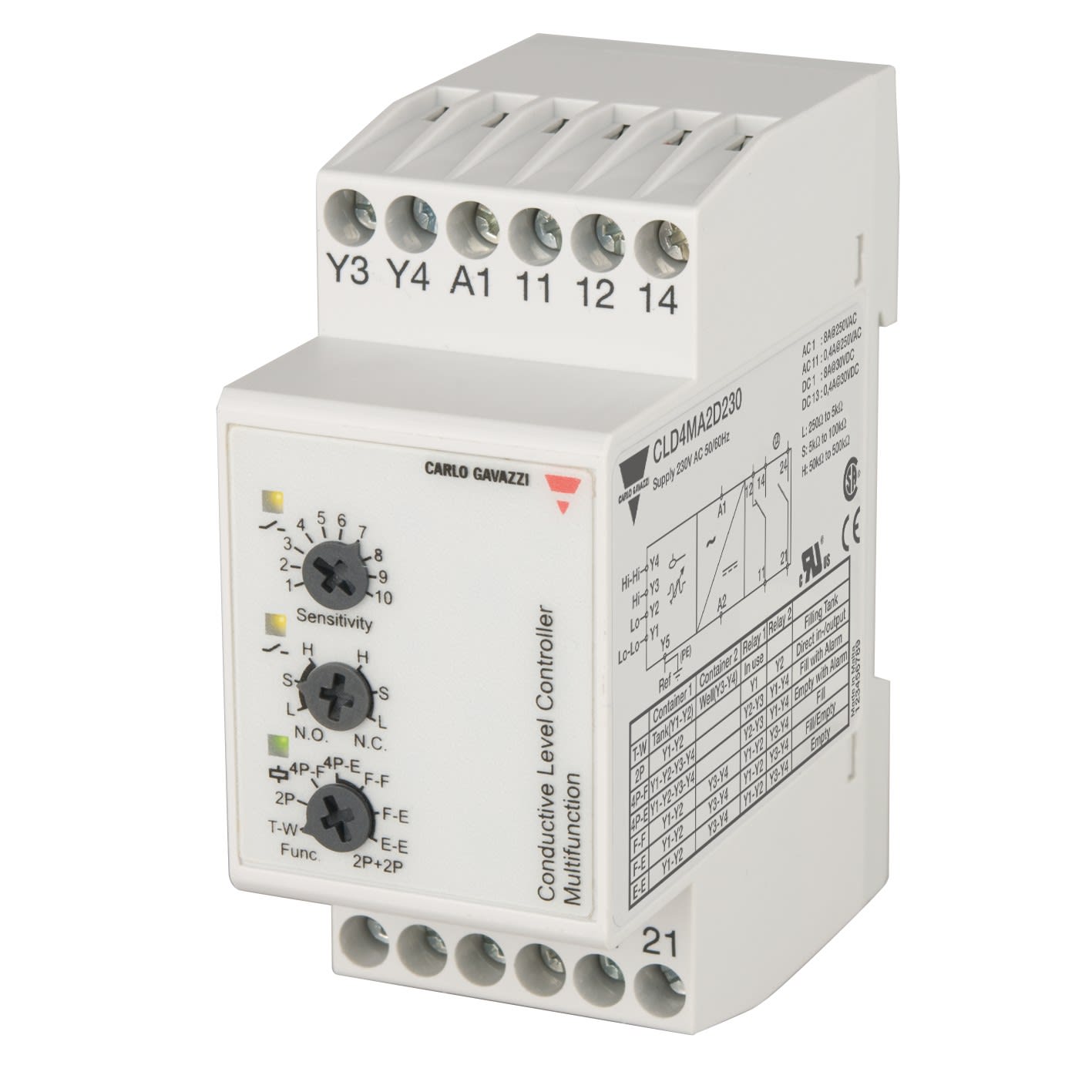 Carlo Gavazzi - Relais de niveau vidange ou remplissage-Sensibilité: 250??500K? - 230Vca 2-4+réf