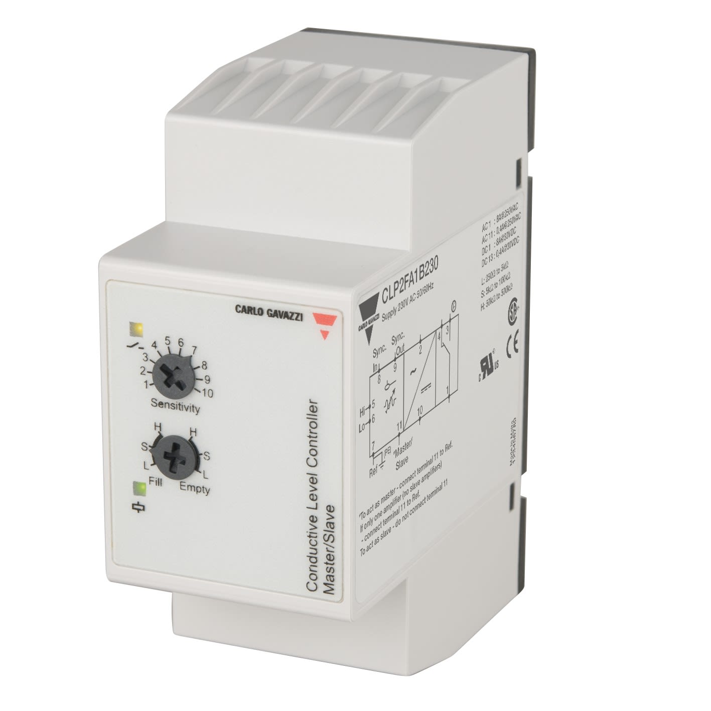 Carlo Gavazzi - Relais de niveau vidange, remplissage - Sensibilité: 250??150K? -230Vca 2+réf MA