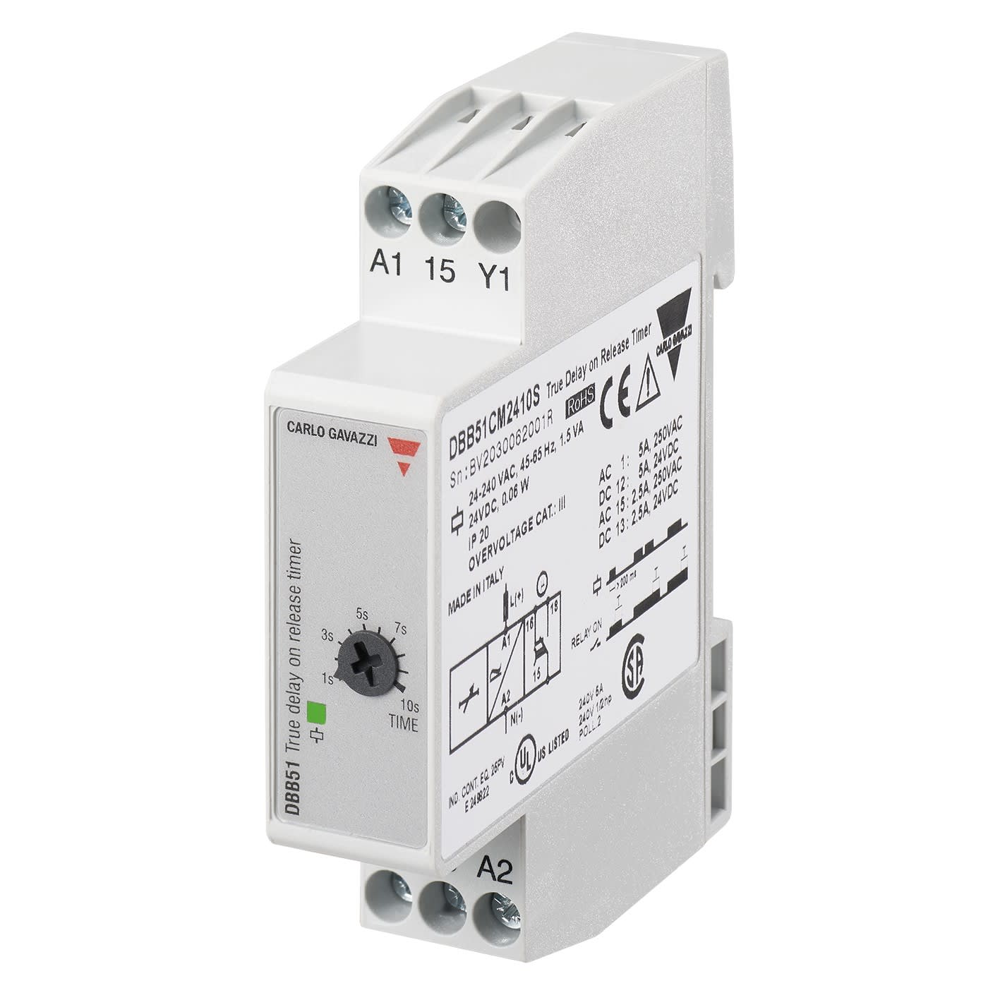 Carlo Gavazzi - Tempo travail à la mise hors tension - 1 RT 8A 24?240Vca/cc - 6s..60S