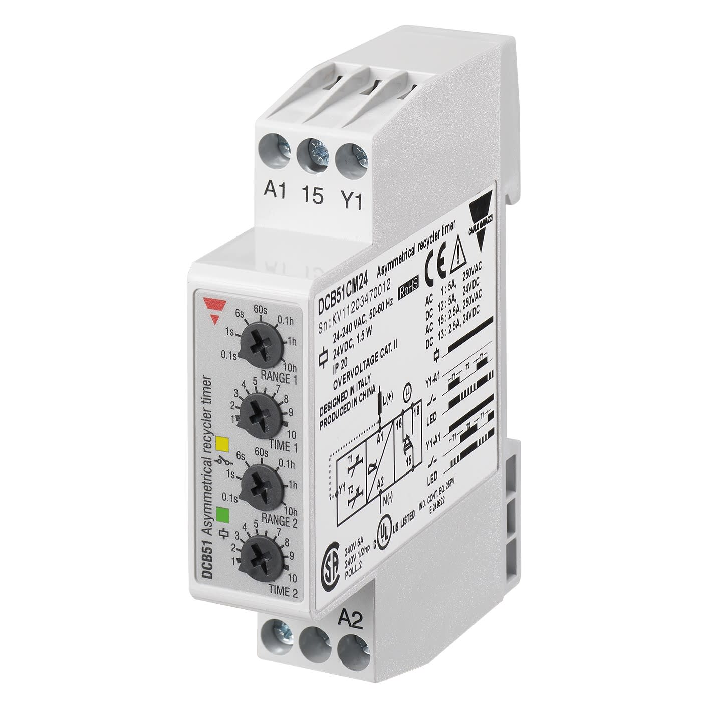 Carlo Gavazzi - Tempo clignoteur asymétrique ON/OFF - 1RT 5A - 24Vcc/24?240Vca