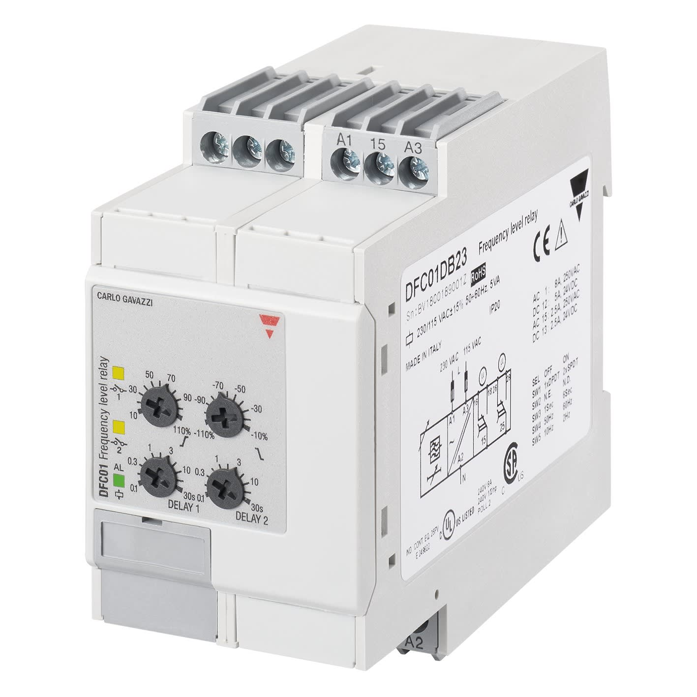 Carlo Gavazzi - Relais de contrôle fréquence - Mesure: 50-60Hz 1RT-8A - 115-230Vca