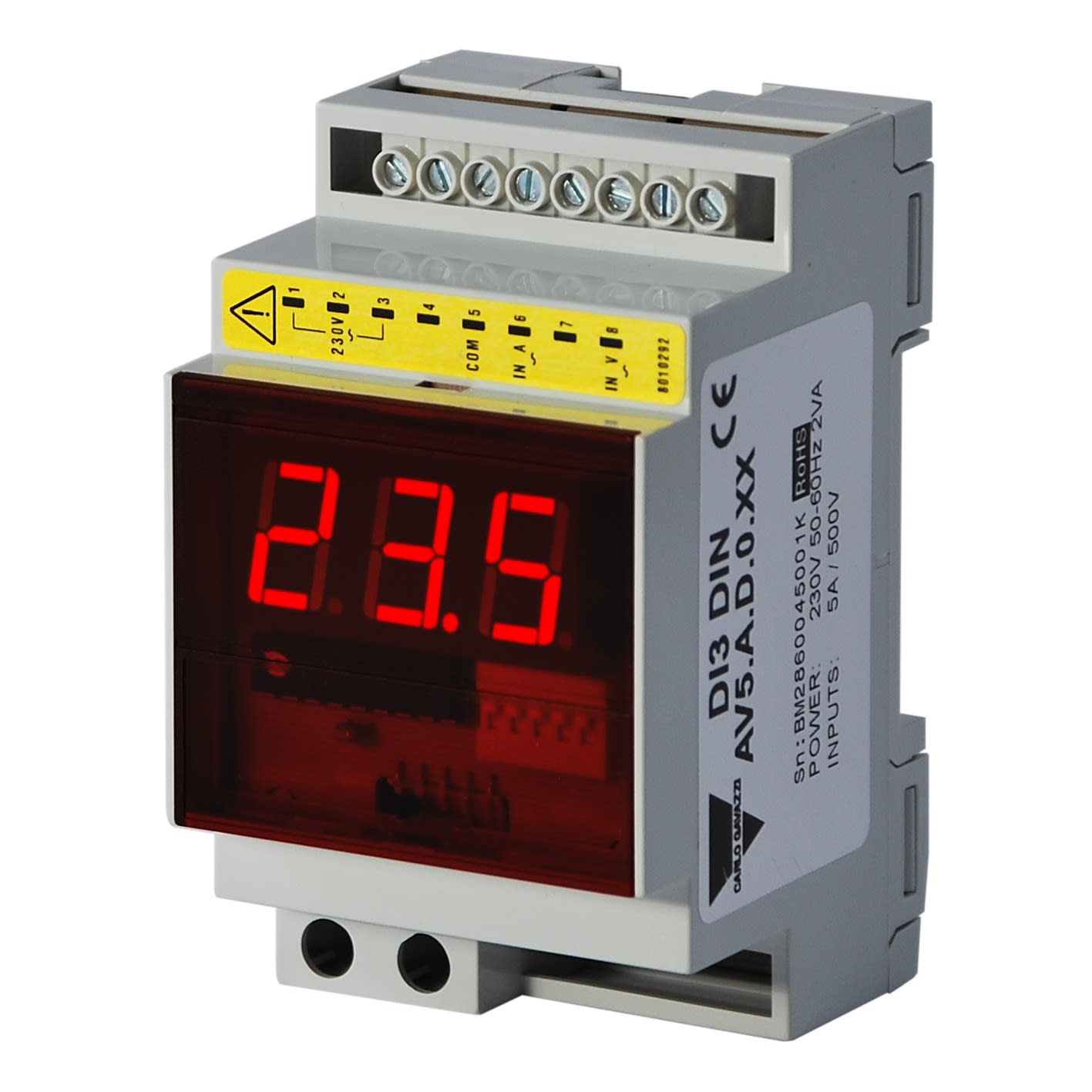 Carlo Gavazzi - Afficheur Ampèremetre ou voltmètre numérique, 1A/60 mV/100V/500Vcc, 48Vca