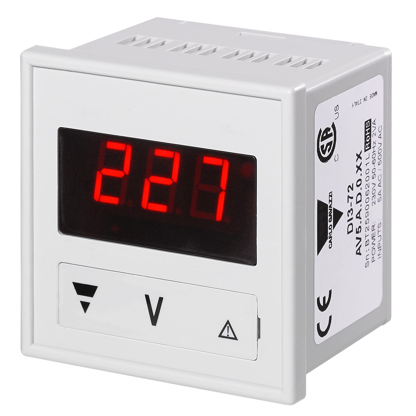 Carlo Gavazzi - Afficheur 72x72mm-Ampèremetre ou voltmètre CA-5A/500V-Alimentation 24Vca-IP50