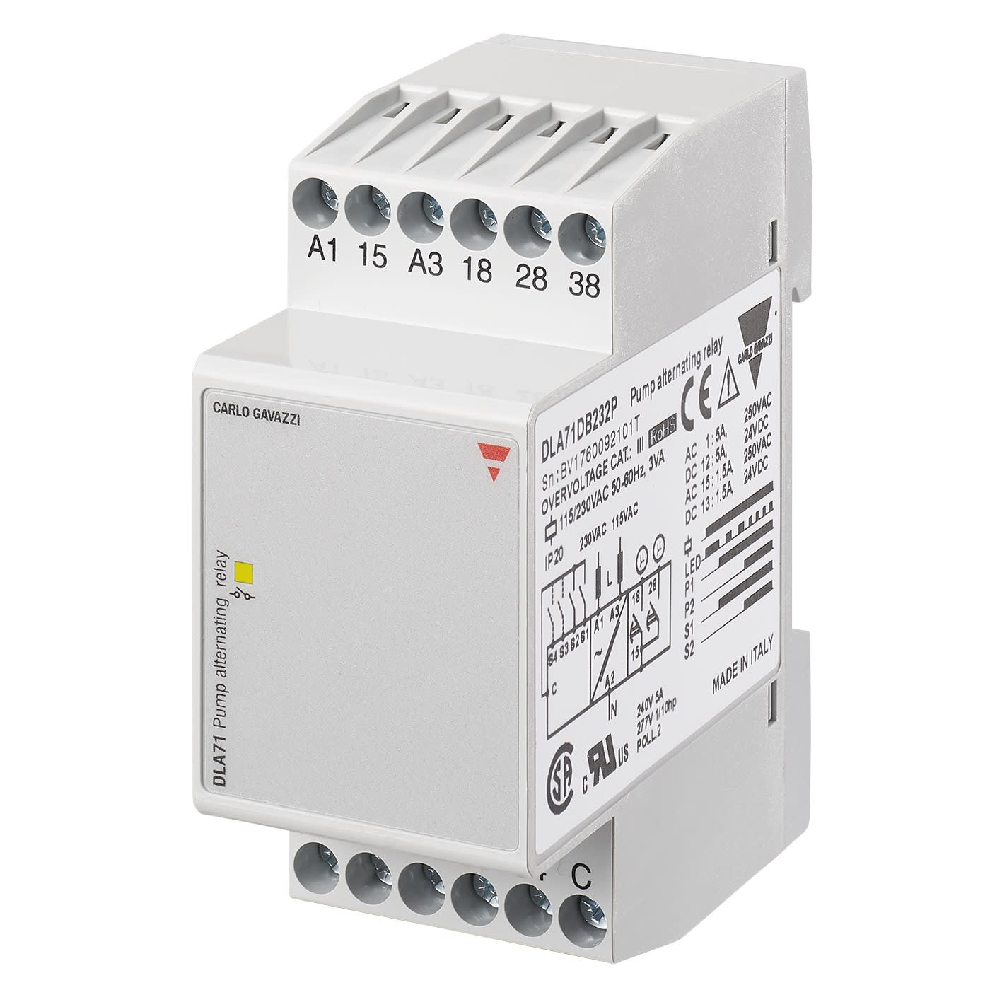 Carlo Gavazzi - Relais de contrôle pour altenance de 2 pompes -2 NO 5A - 24/48Vca