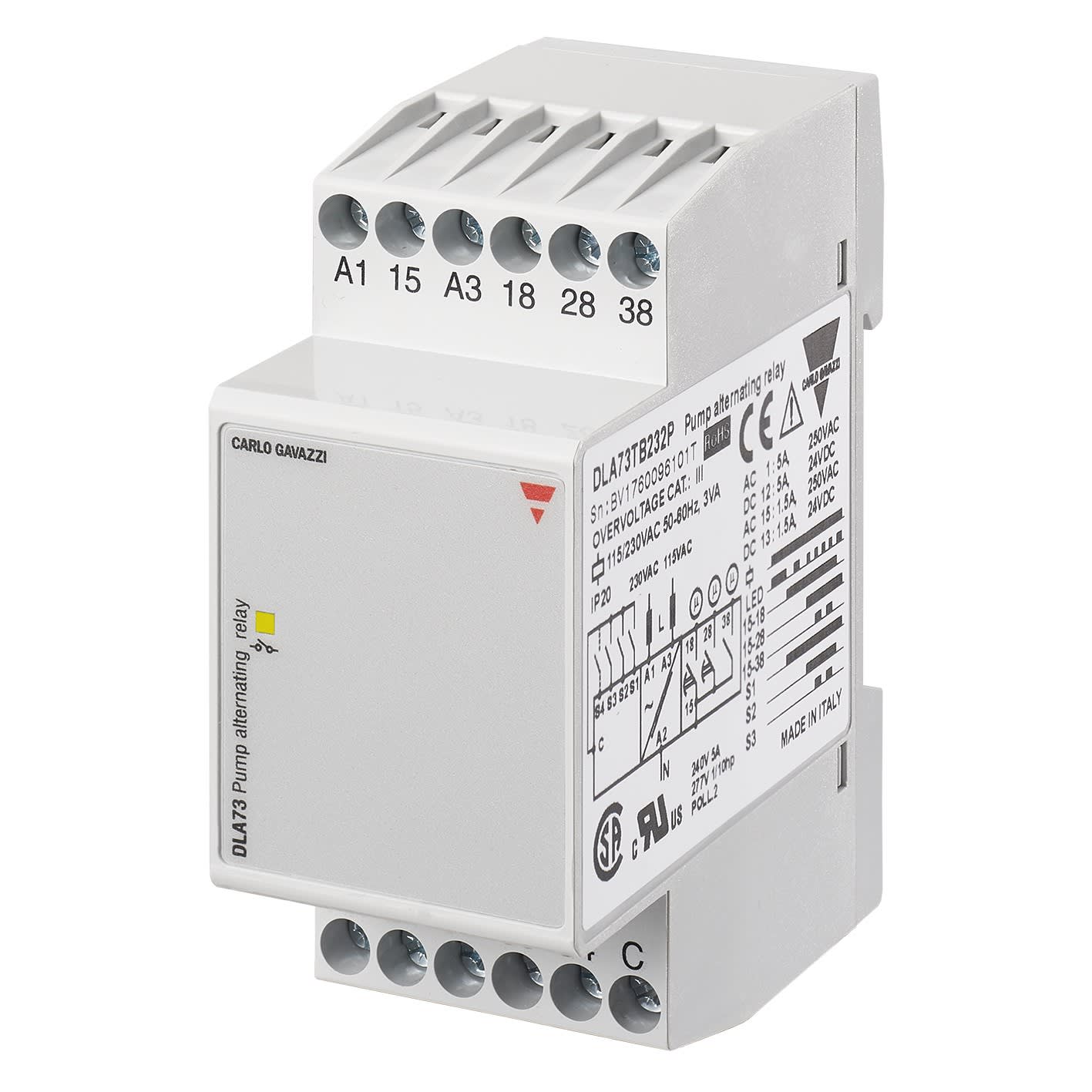 Carlo Gavazzi - Relais de contrôle pour altenance de 3 pompes -3 NO 5A - 24/48Vca