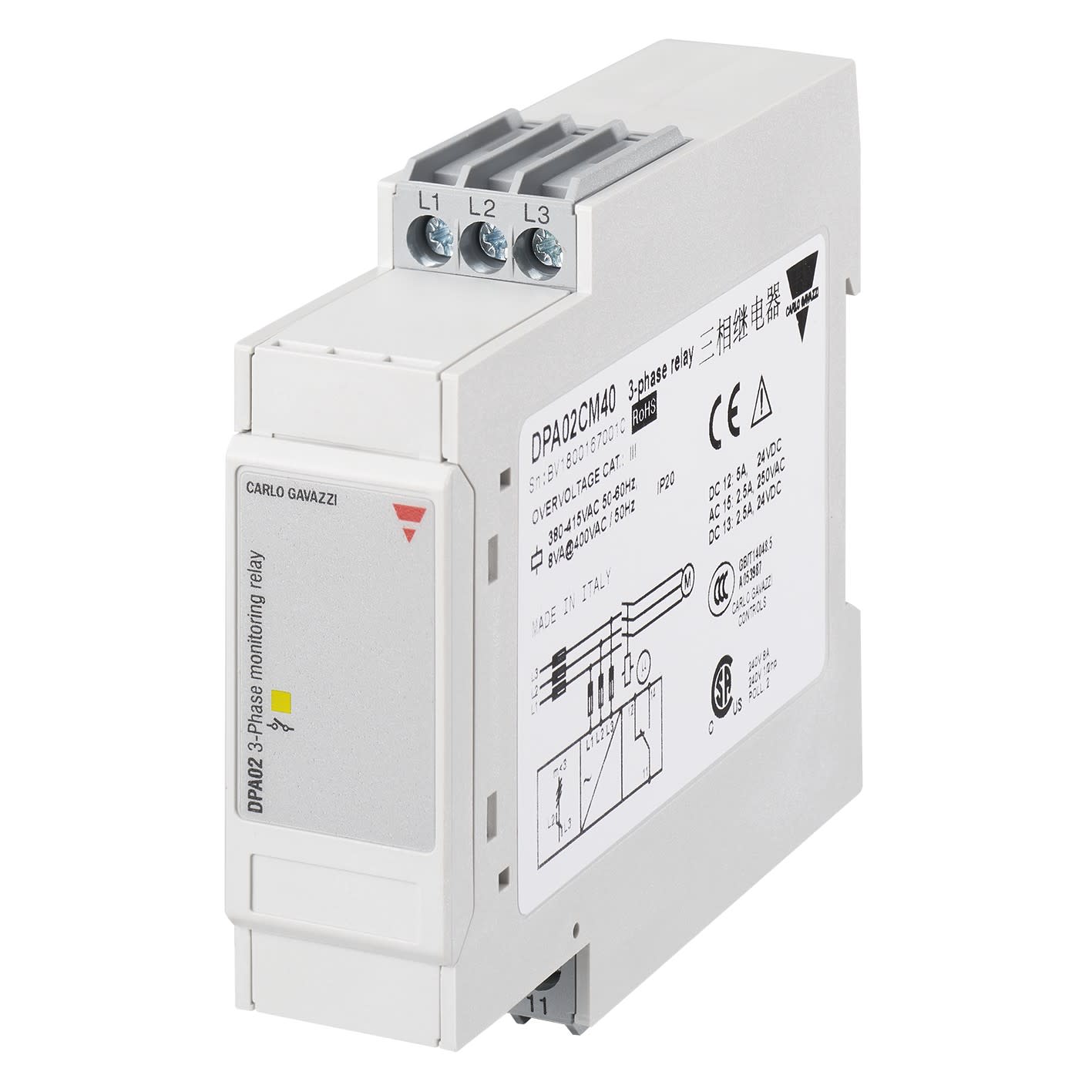 Carlo Gavazzi - Relais de contrôle ordre de phase - 3 Phases - Mesure: 208-240Vca