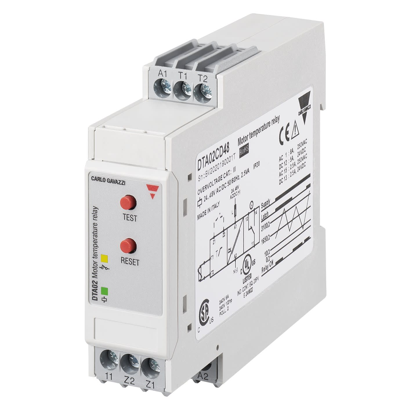 Carlo Gavazzi - Relais de contrôle température moteur - Entrée PTC - Alimentation: 115Vca