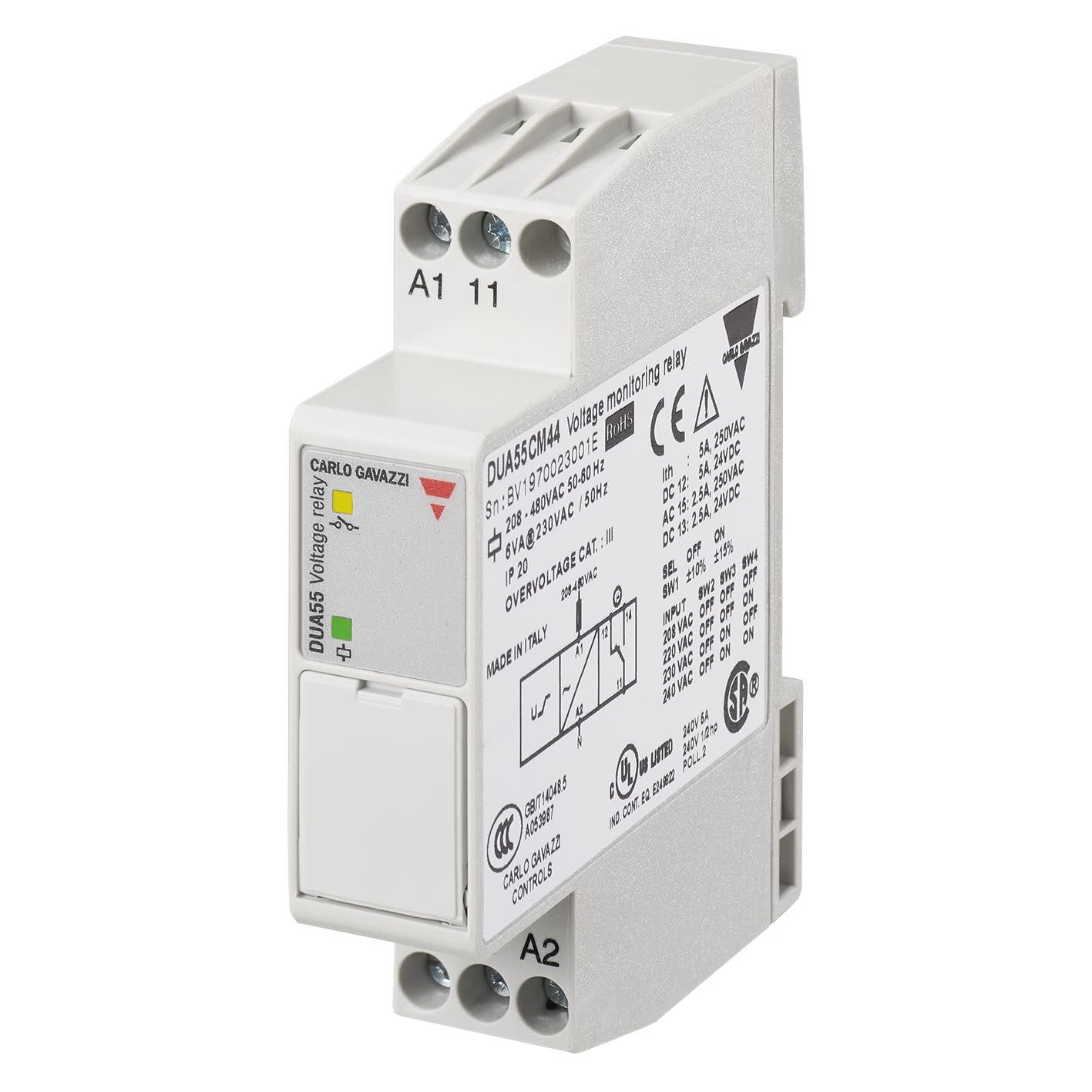 Carlo Gavazzi - Relais de contrôle sur/sous-tension - Mesure : 208-220-230-240Vca -208 à 480Vca