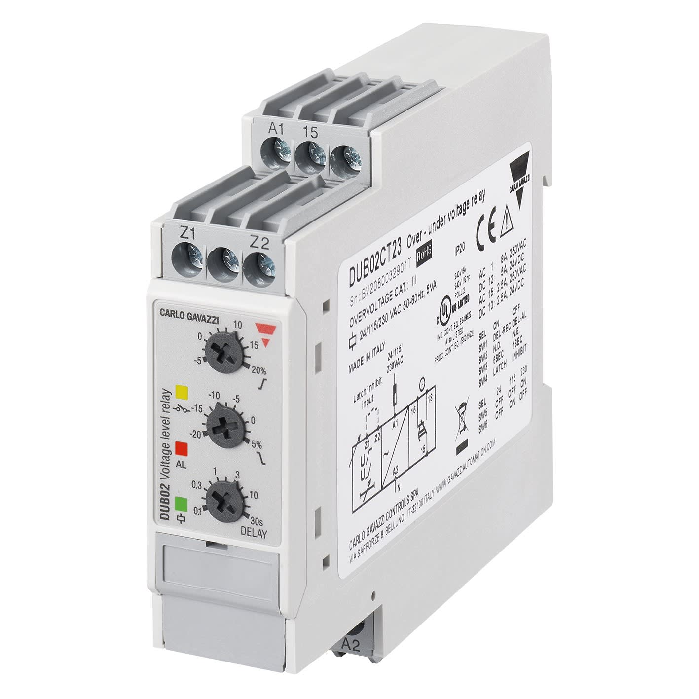 Carlo Gavazzi - Relais de contrôle sur/sous-tension - Mesure: 24-115-230Vca