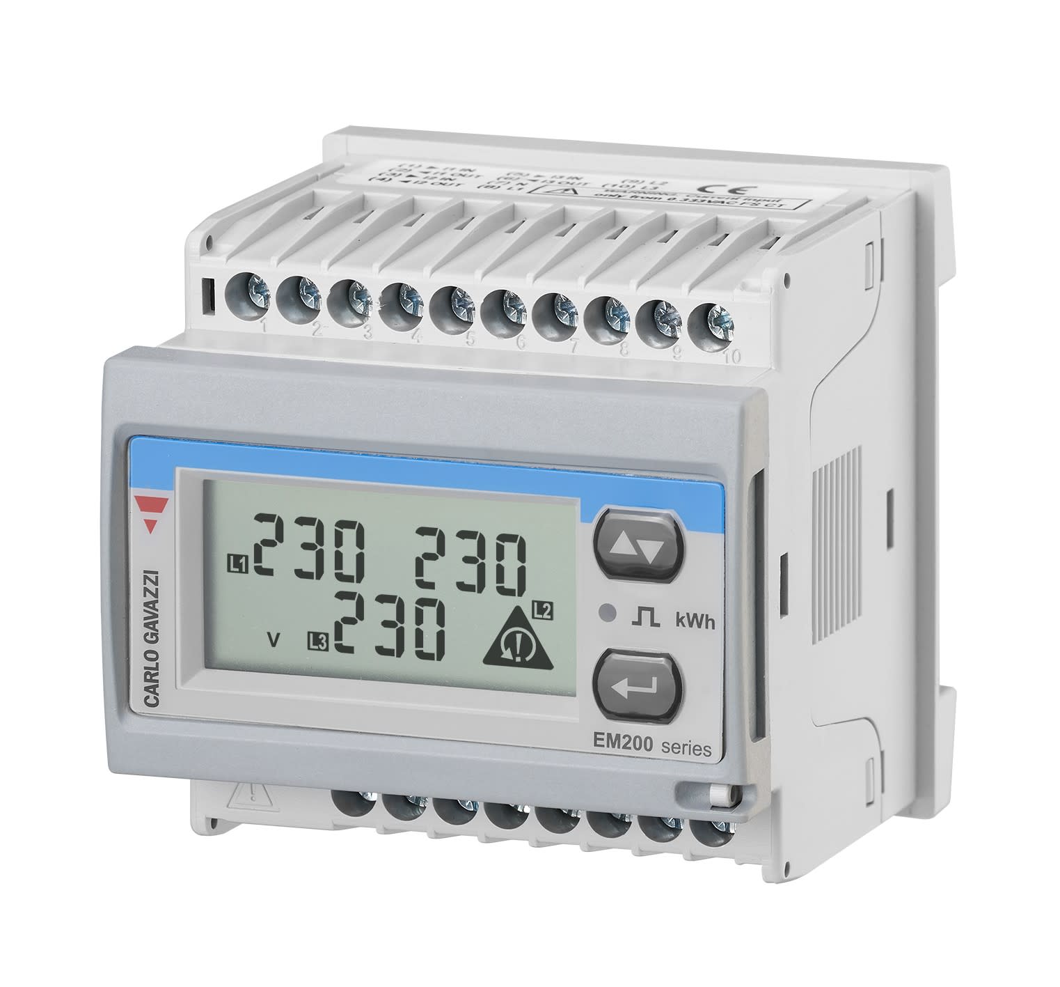 Carlo Gavazzi - Compteur d'énergie 3Ph+N 400Vac sur TI CTV ou ROG impulsions mod ou façade