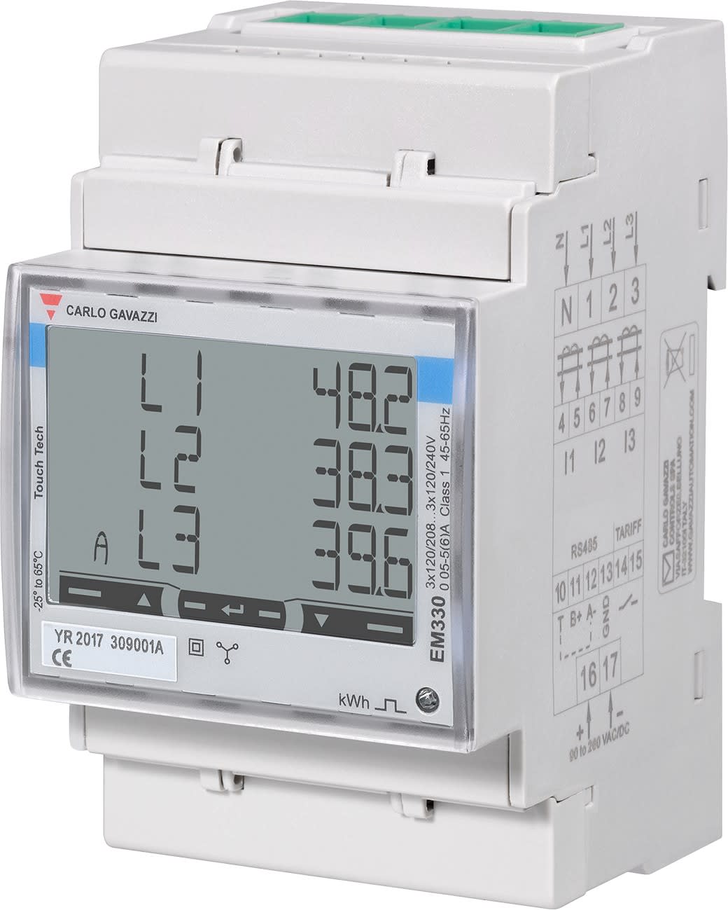 Carlo Gavazzi - Compteur d'énergie triphasé 400Vac entrée TI 5A - sortie impulsion