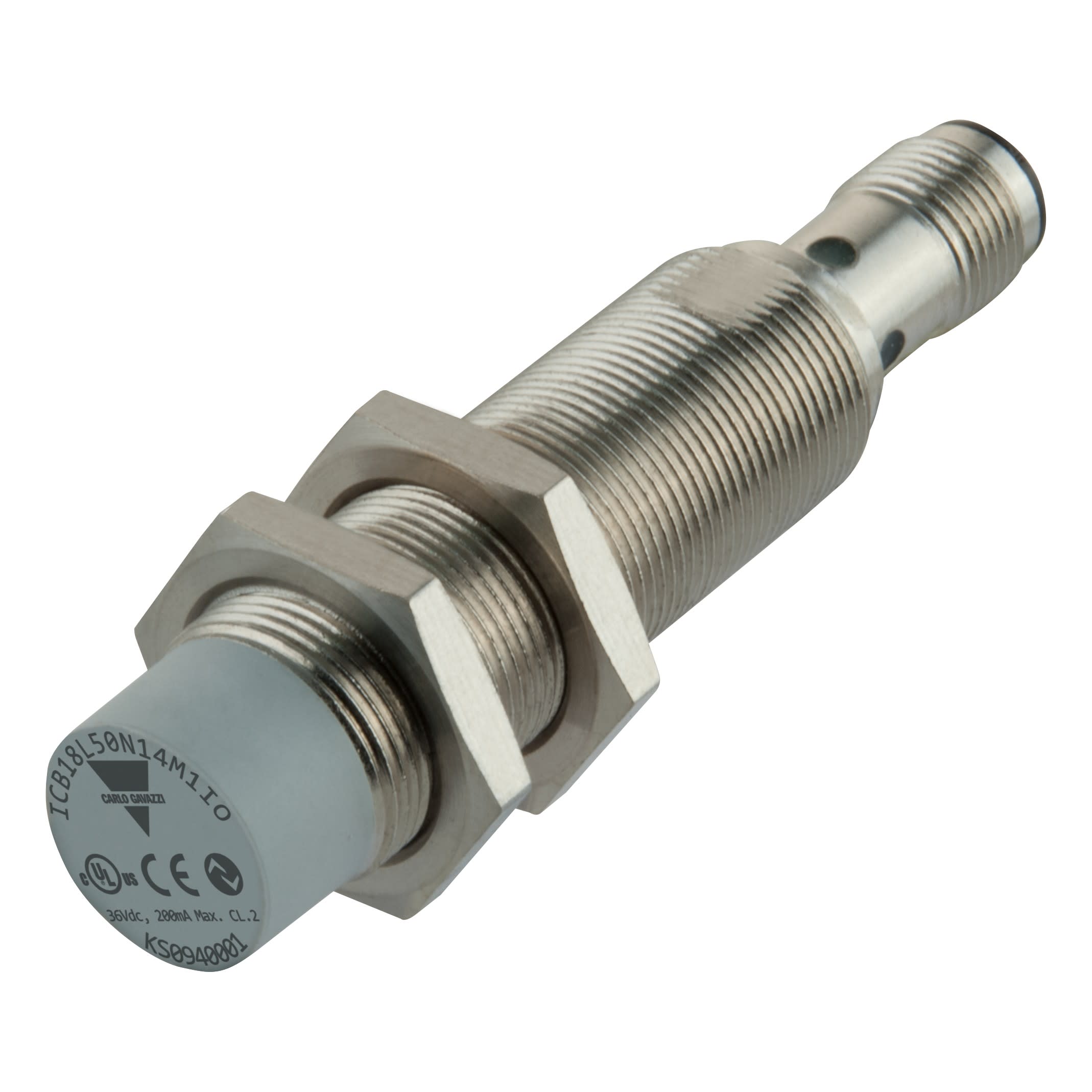 Carlo Gavazzi - Détecteur inductif laiton nickelé M18 long non-noyable IO-Link, connecteur M12