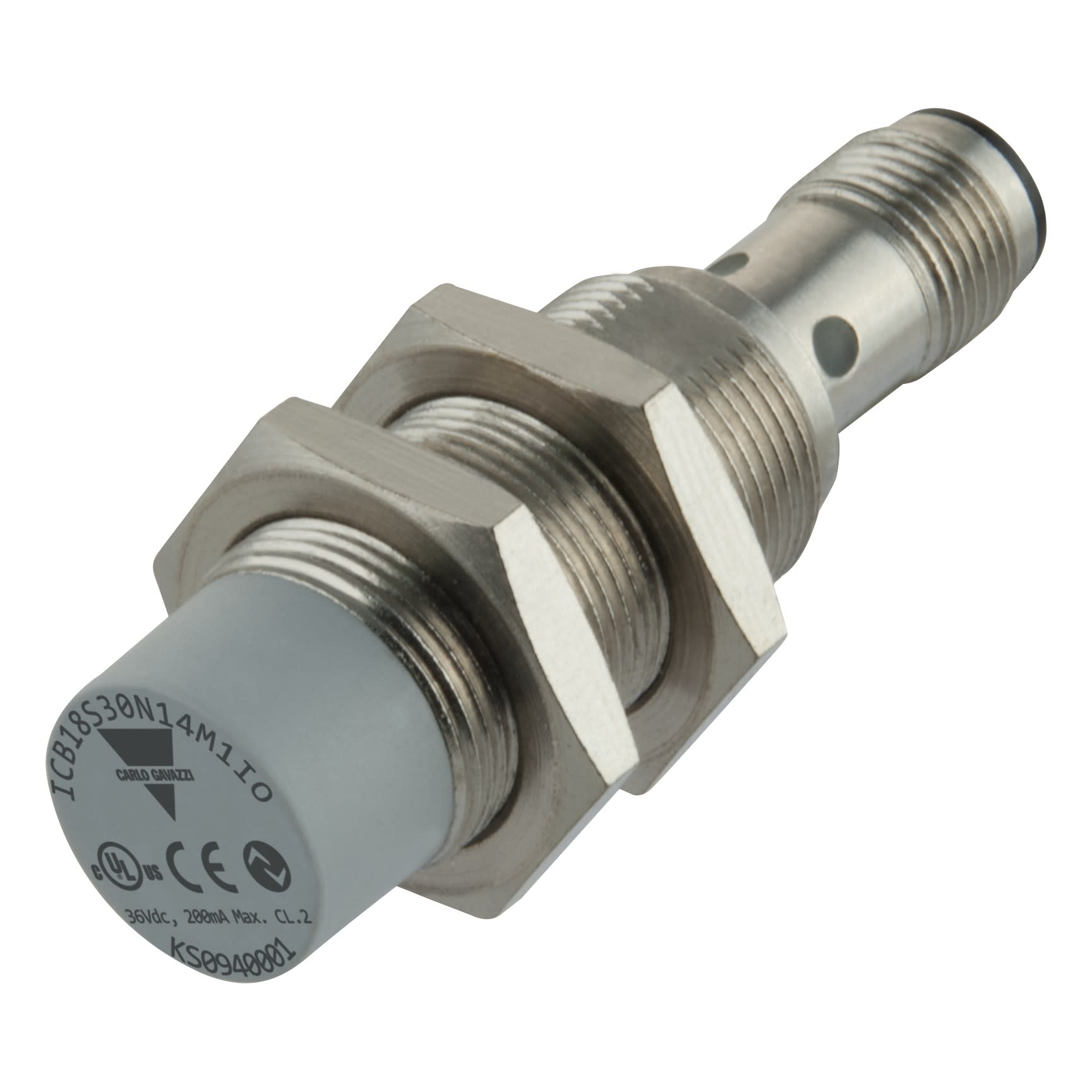 Carlo Gavazzi - Détecteur inductif laiton nickelé M18 court non-noyable IO-Link, connecteur M12