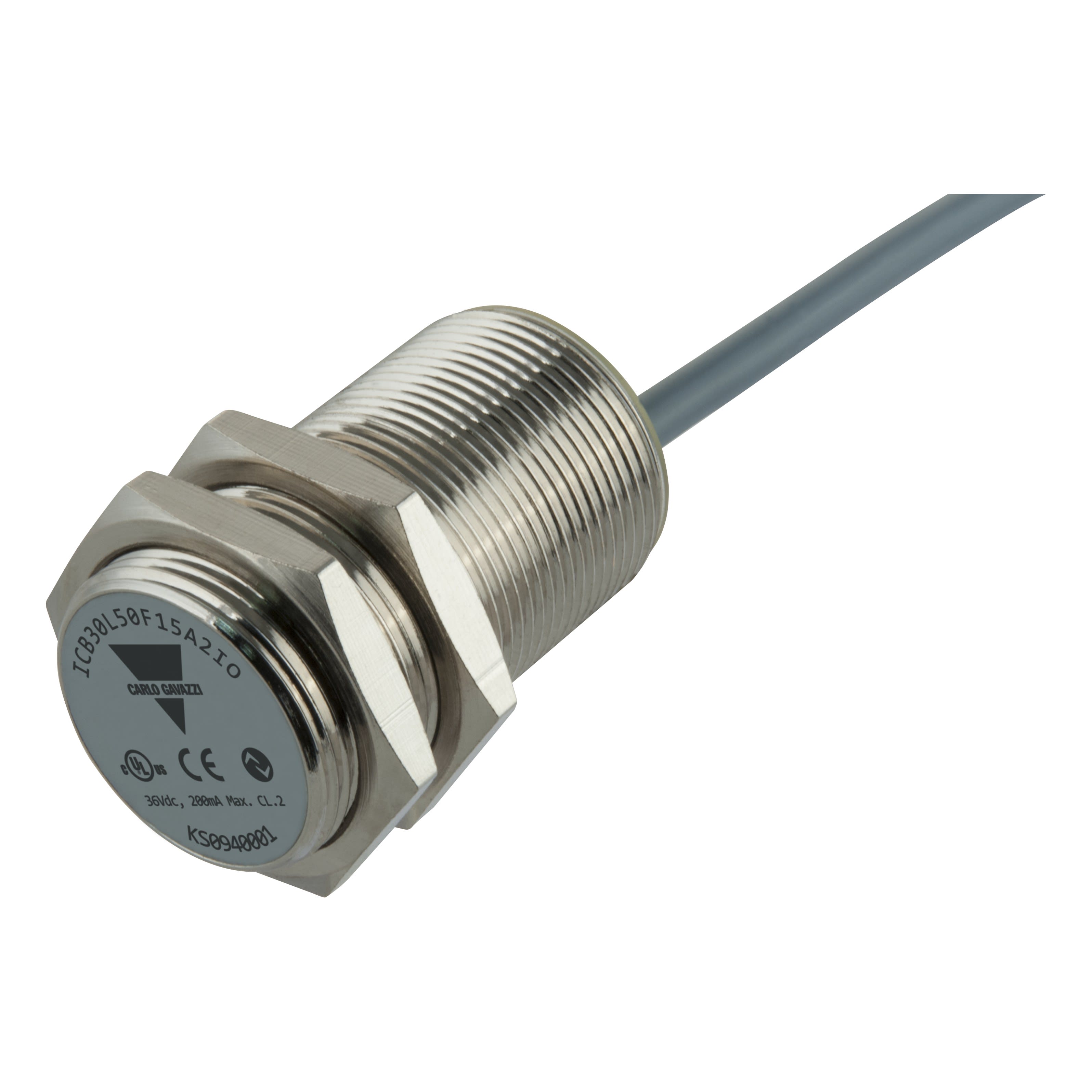 Carlo Gavazzi - Détecteur inductif laiton nickelé M30 long noyable IO-Link, cable