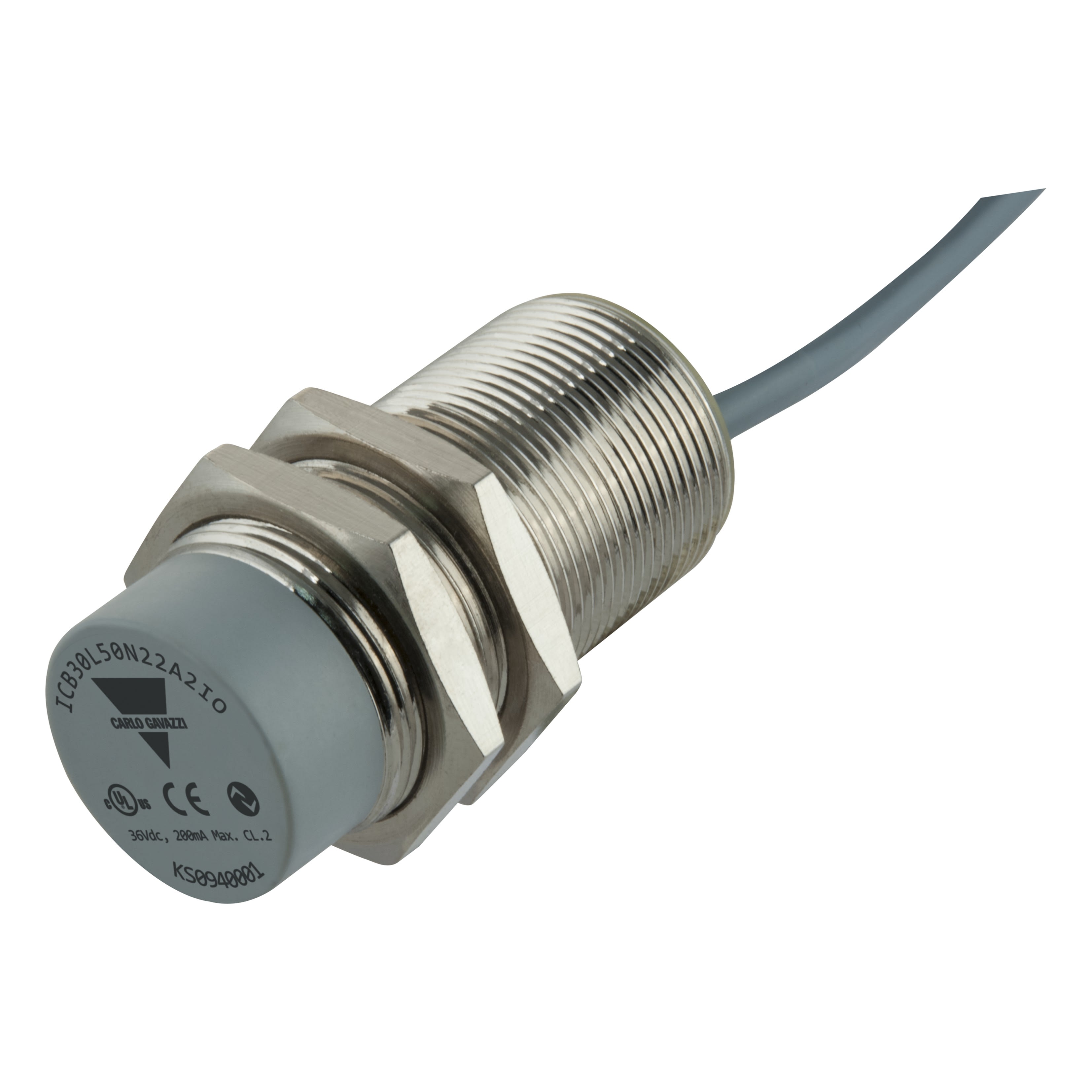 Carlo Gavazzi - Détecteur inductif laiton nickelé M30 long non-noyable IO-Link, cable