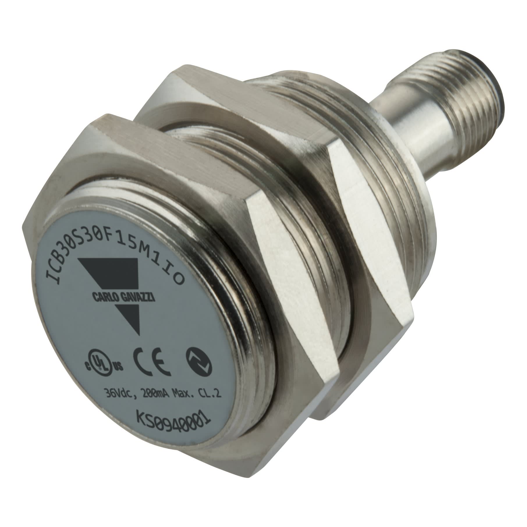 Carlo Gavazzi - Détecteur inductif laiton nickelé M30 court noyable IO-Link, connecteur M12