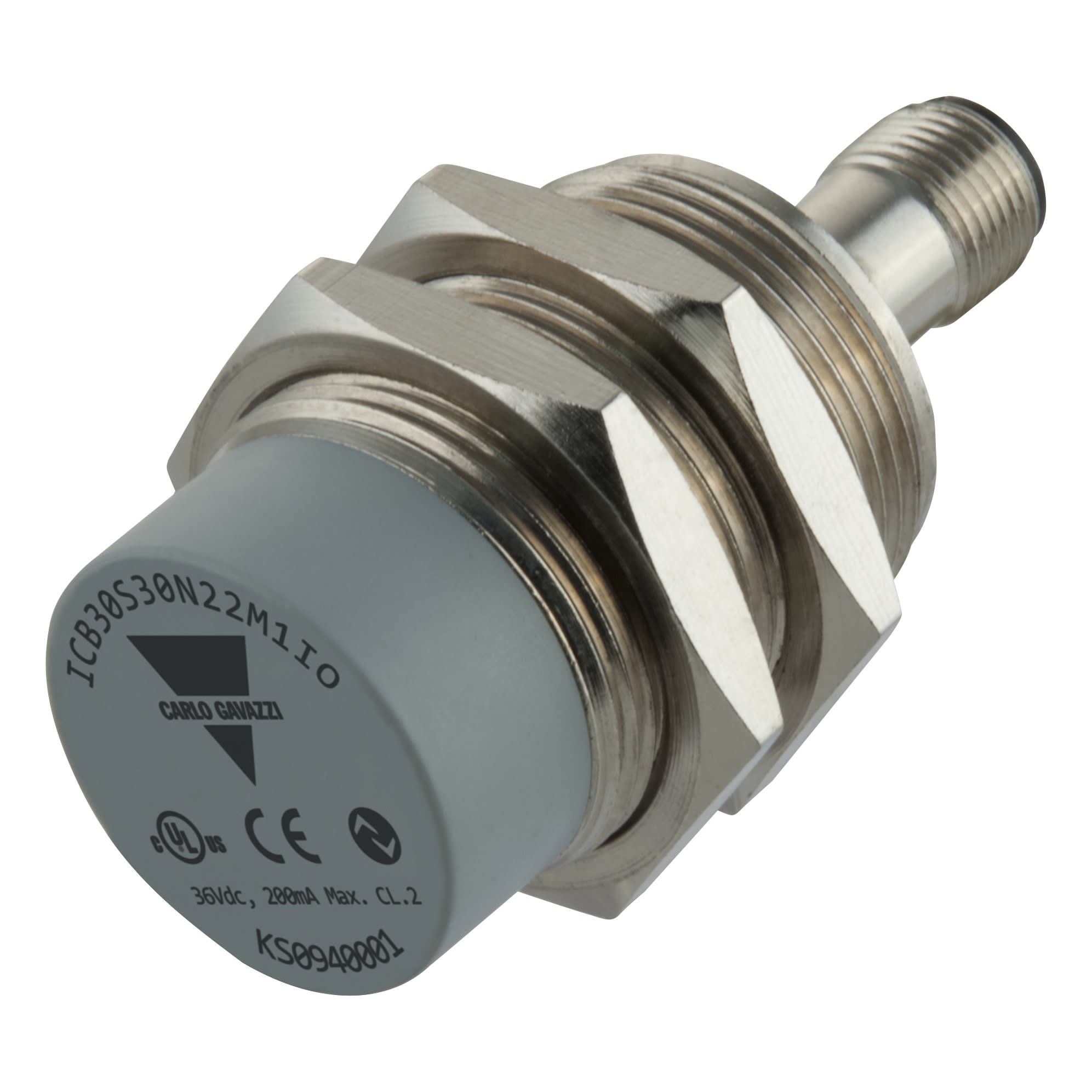 Carlo Gavazzi - Détecteur inductif laiton nickelé M30 court non-noyable IO-Link, connecteur M12
