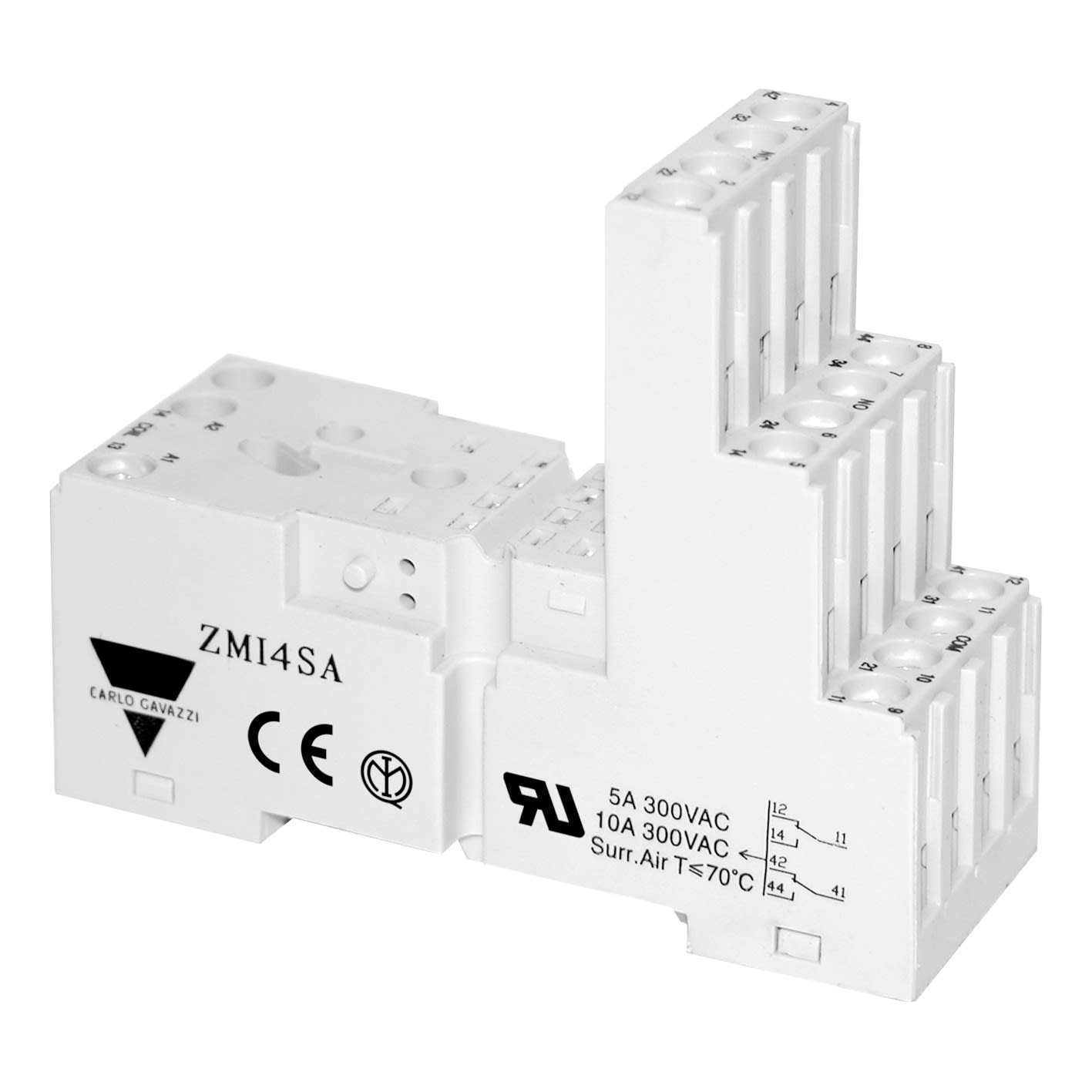 Carlo Gavazzi - Support pour relais électromécanique industriel RMIA, 14 pôles, 4RT 10A, ressort