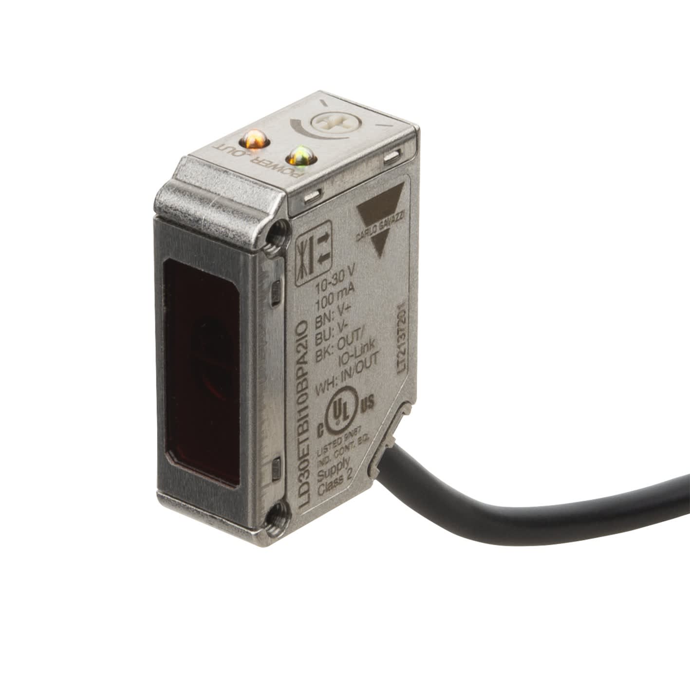 Carlo Gavazzi - Cellule laser directe objet sup. ar. plan 1m IO-LINK NO-NF métal, câble 2m