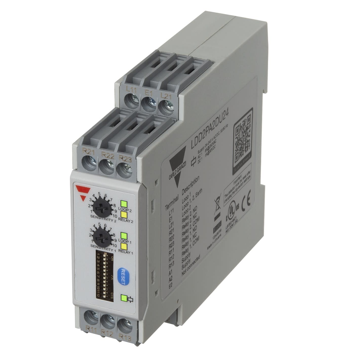 Carlo Gavazzi - Amplificateur boucle inductive 2 voies, rail DIN, 24-240CA/CC