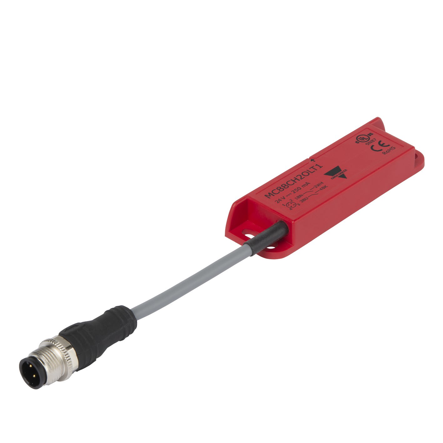 Carlo Gavazzi - Capteur magnétique rectangulaire 1NO et 1NC sortie Gauche câble PVC 0,1m M12 LED