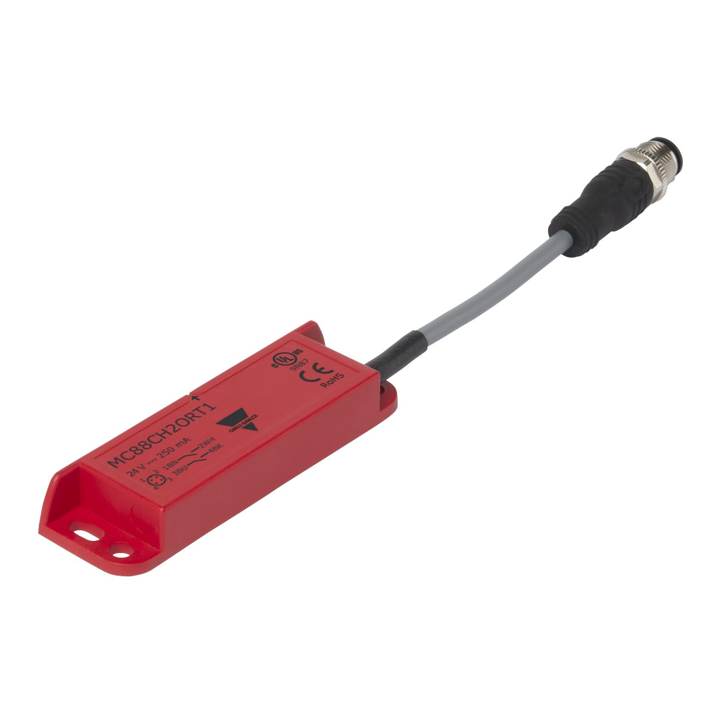 Carlo Gavazzi - Capteur magnétique rectangulaire 1NO et 1NC sortie Droite câble PVC 0,1m M12 LED
