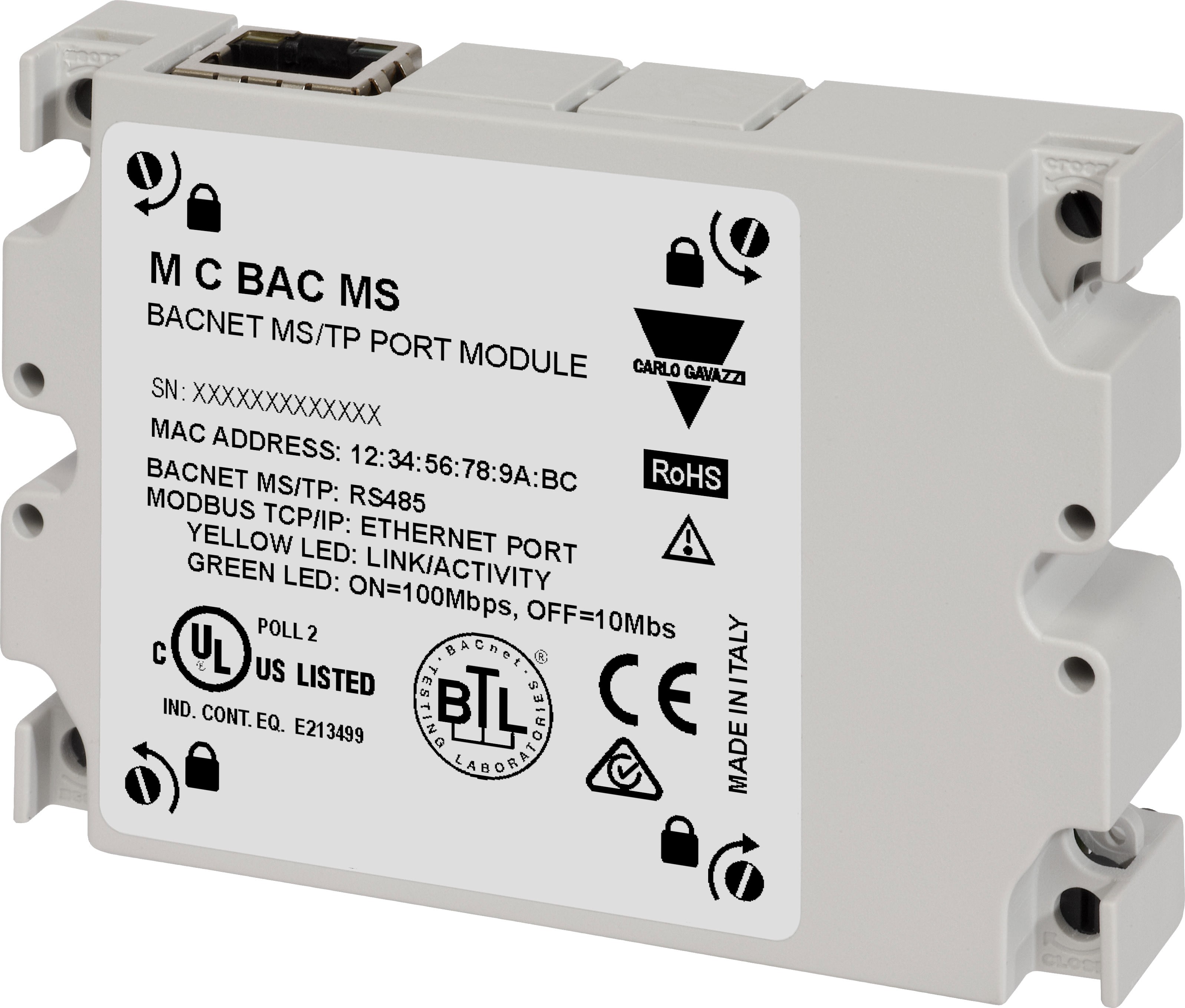 Carlo Gavazzi - Module port Bacnet MSTP pour centrales de mesure WM20/WM30/WM40