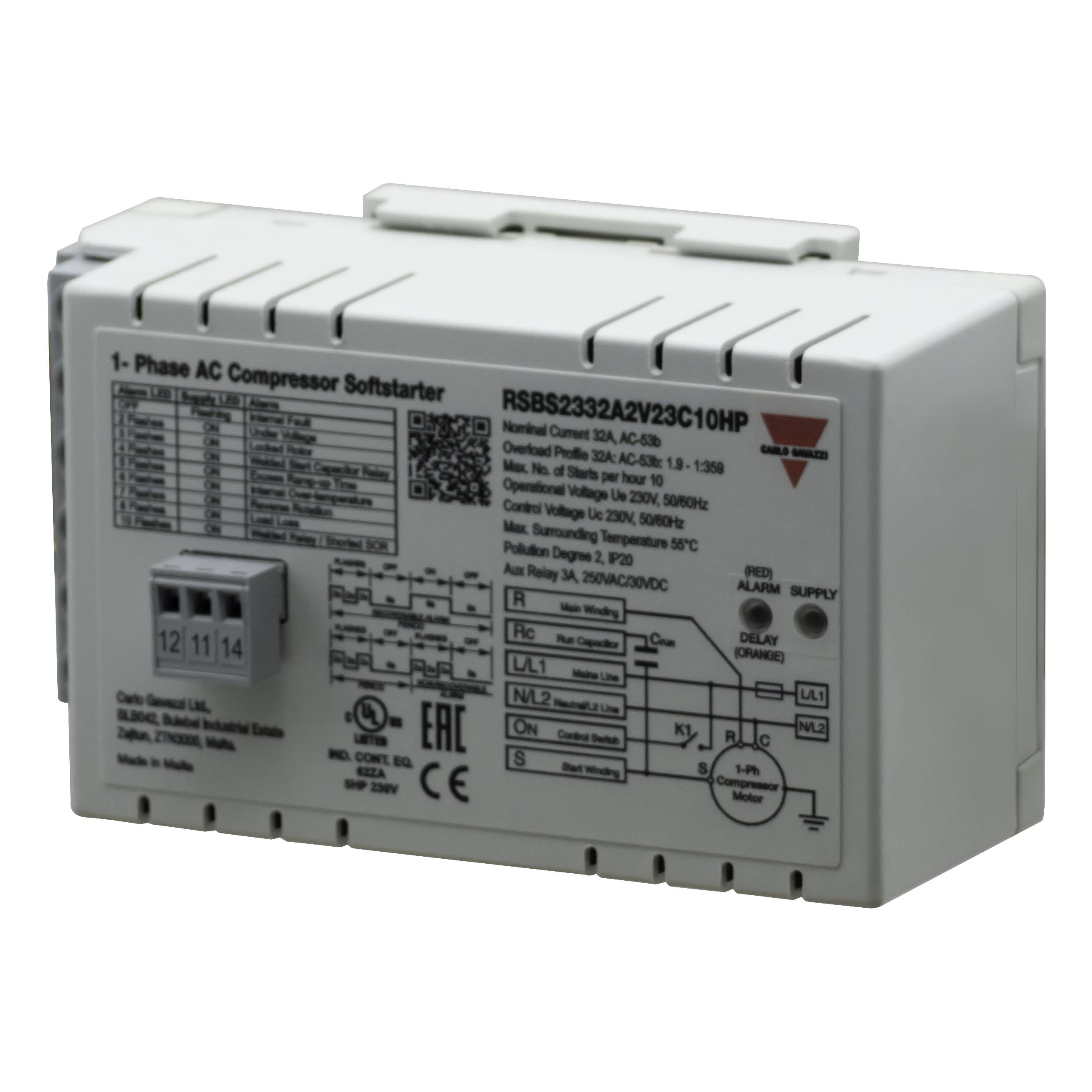 Carlo Gavazzi - Démarreur progressif 1ph compresseur 230V 32A 100 ? 140 ?f HP