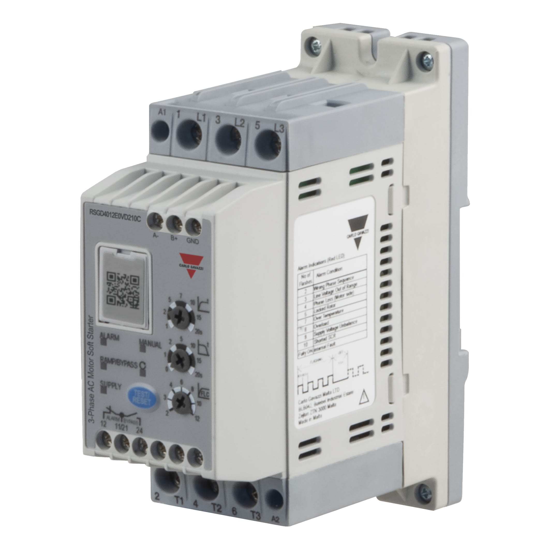 Carlo Gavazzi - Démarreur progressif 2PH 220-400V 16A 100 - 240VCA I/P + O/L Modbus
