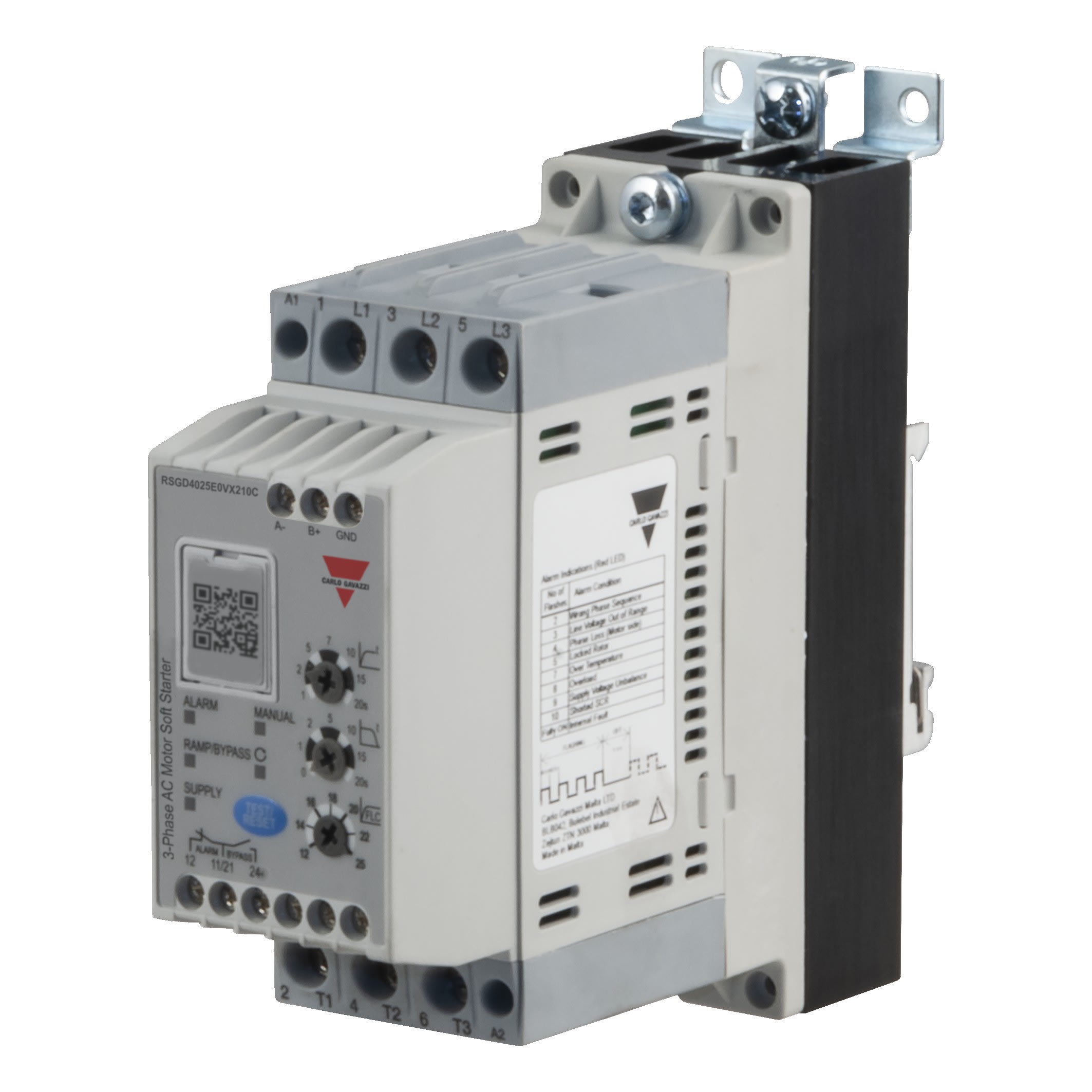 Carlo Gavazzi - Démarreur progressif 2PH 220-400V 45A 100 - 240VCA I/P + O/L Modbus