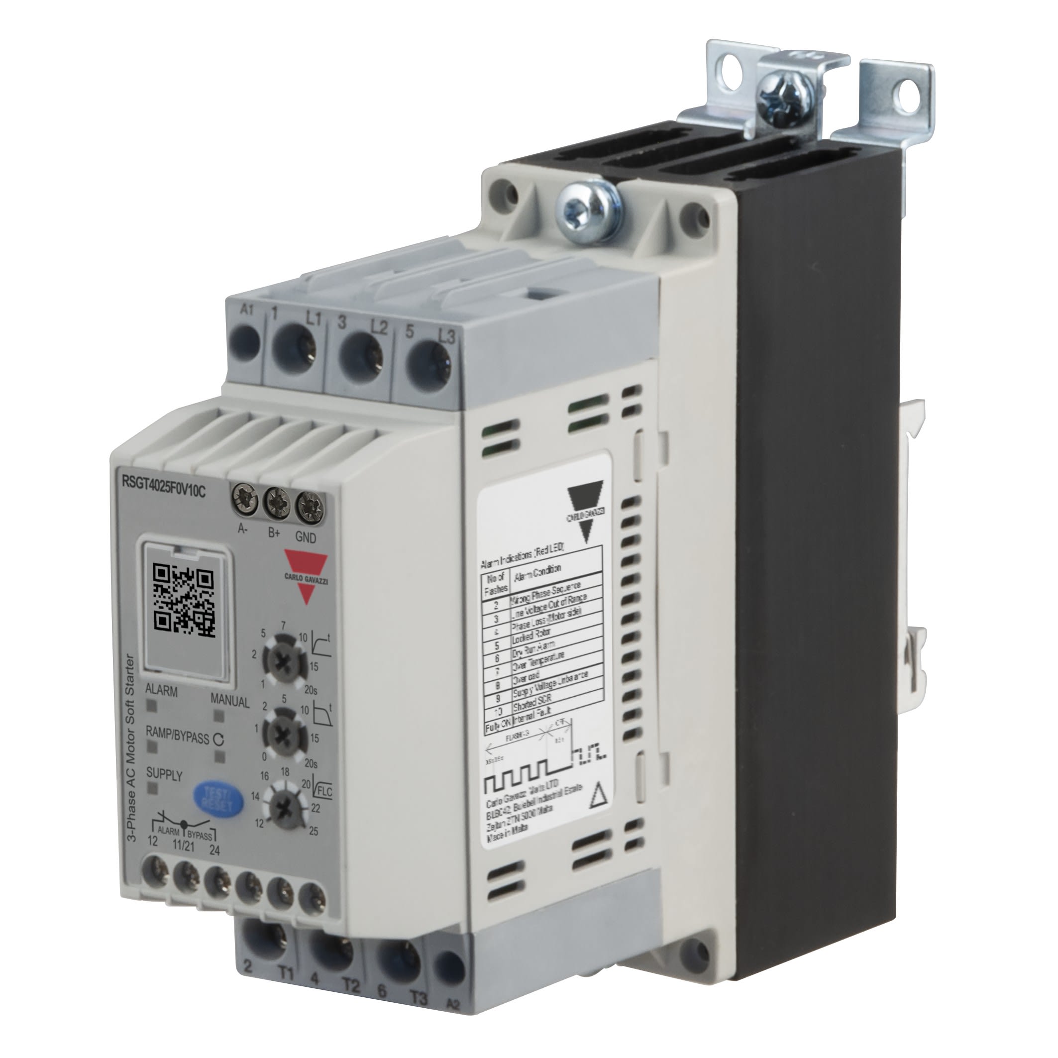 Carlo Gavazzi - Démarreur progressif 3PH 220-400V 25A Commande (ali interne) 24VCA/CC MODBUS