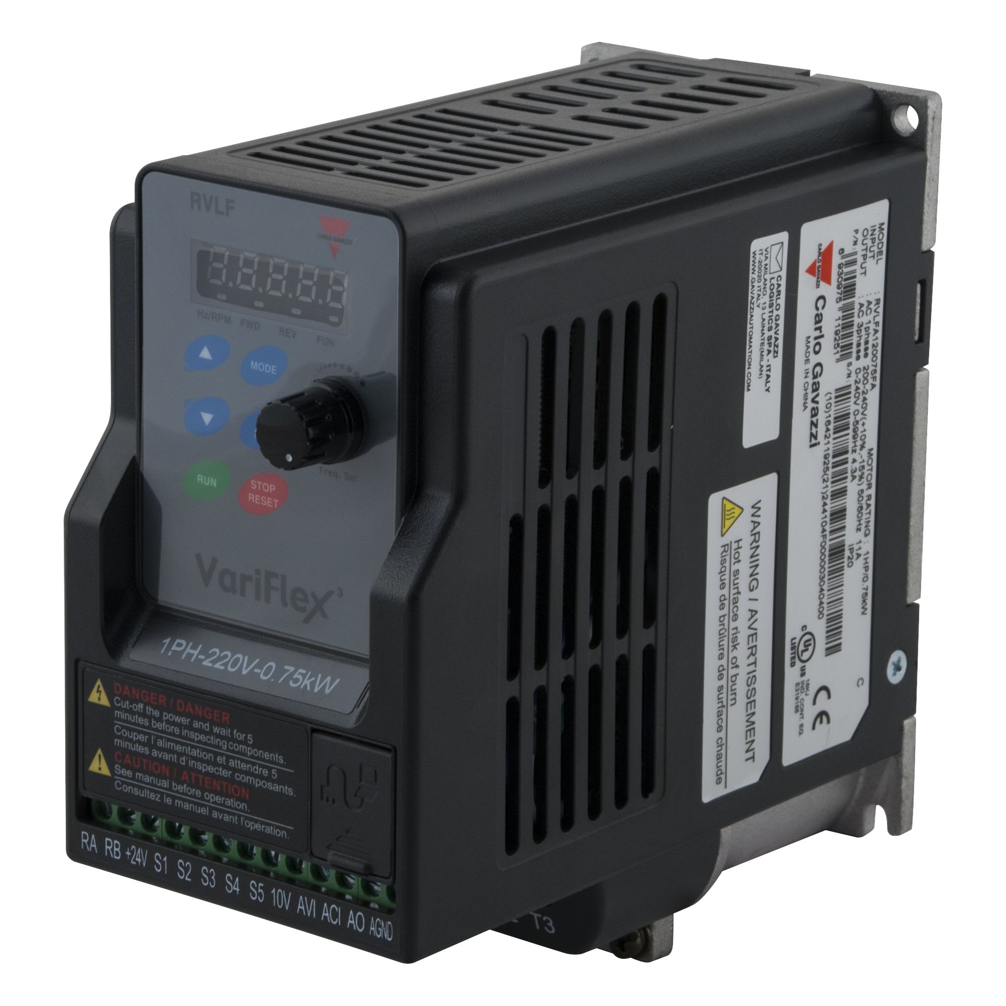 Carlo Gavazzi - Variateur de fréquence - 3 phases - 2,2kW 3HP -Alimentation: 380-480Vca FA T2