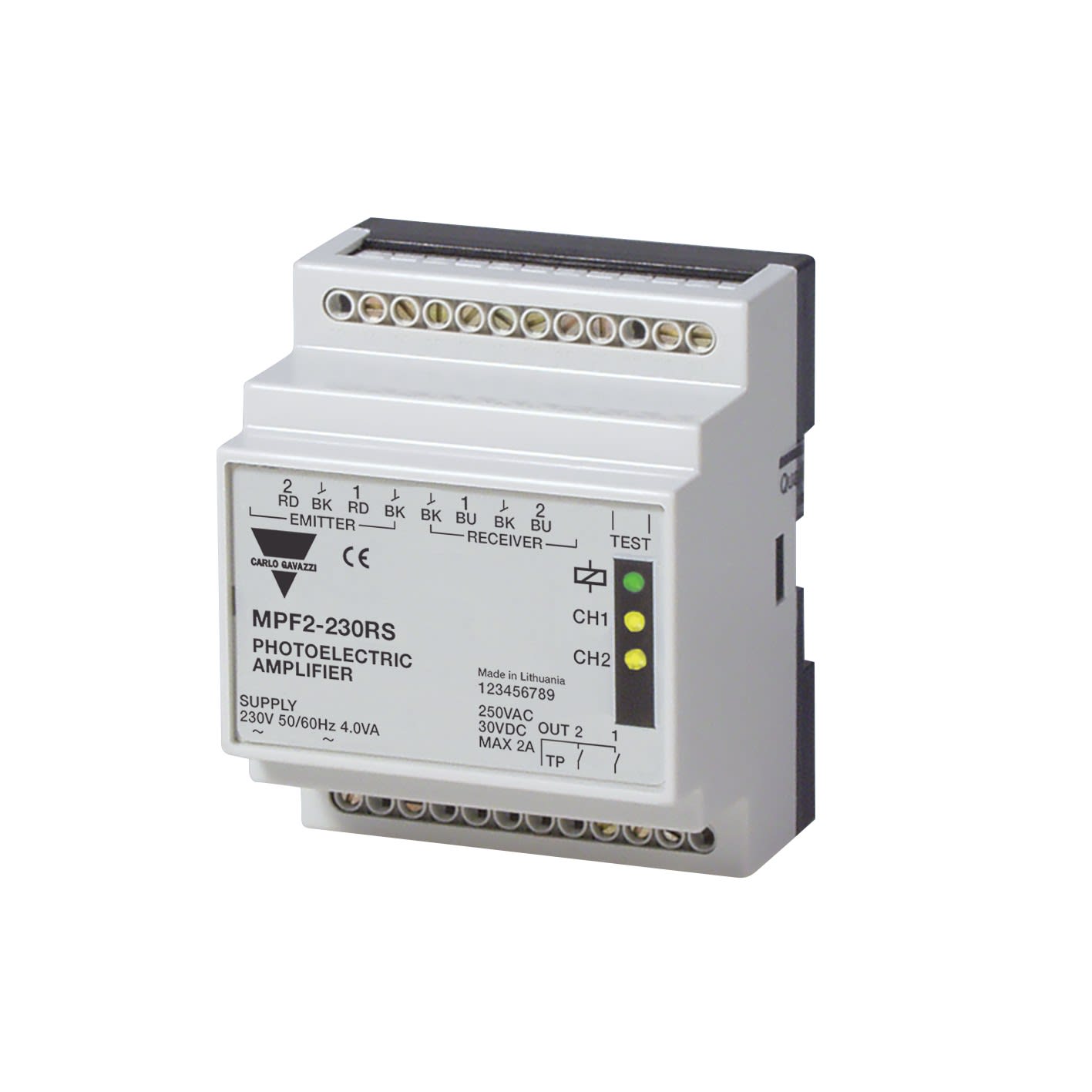 Carlo Gavazzi - Amplificateur cellules MPF 2 voies 230Vca test/ c. fermeture