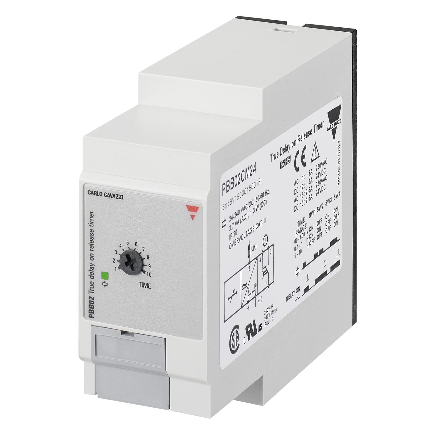 Carlo Gavazzi - Tempo travail à la mise hors tension - 2 RT 8A 24?240Vca/cc - 60s..100h