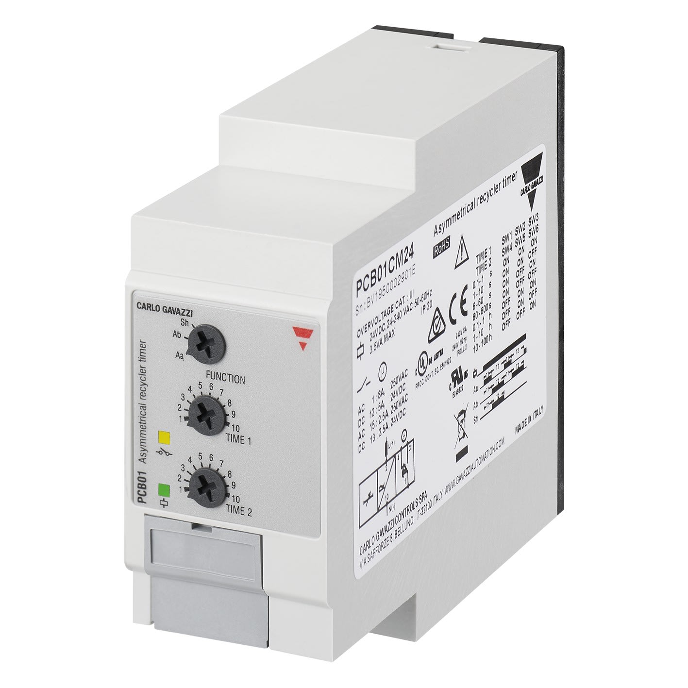 Carlo Gavazzi - Tempo clignoteur asymétrique ON/OFF - 1RT 8A - 24Vcc/24?240Vca