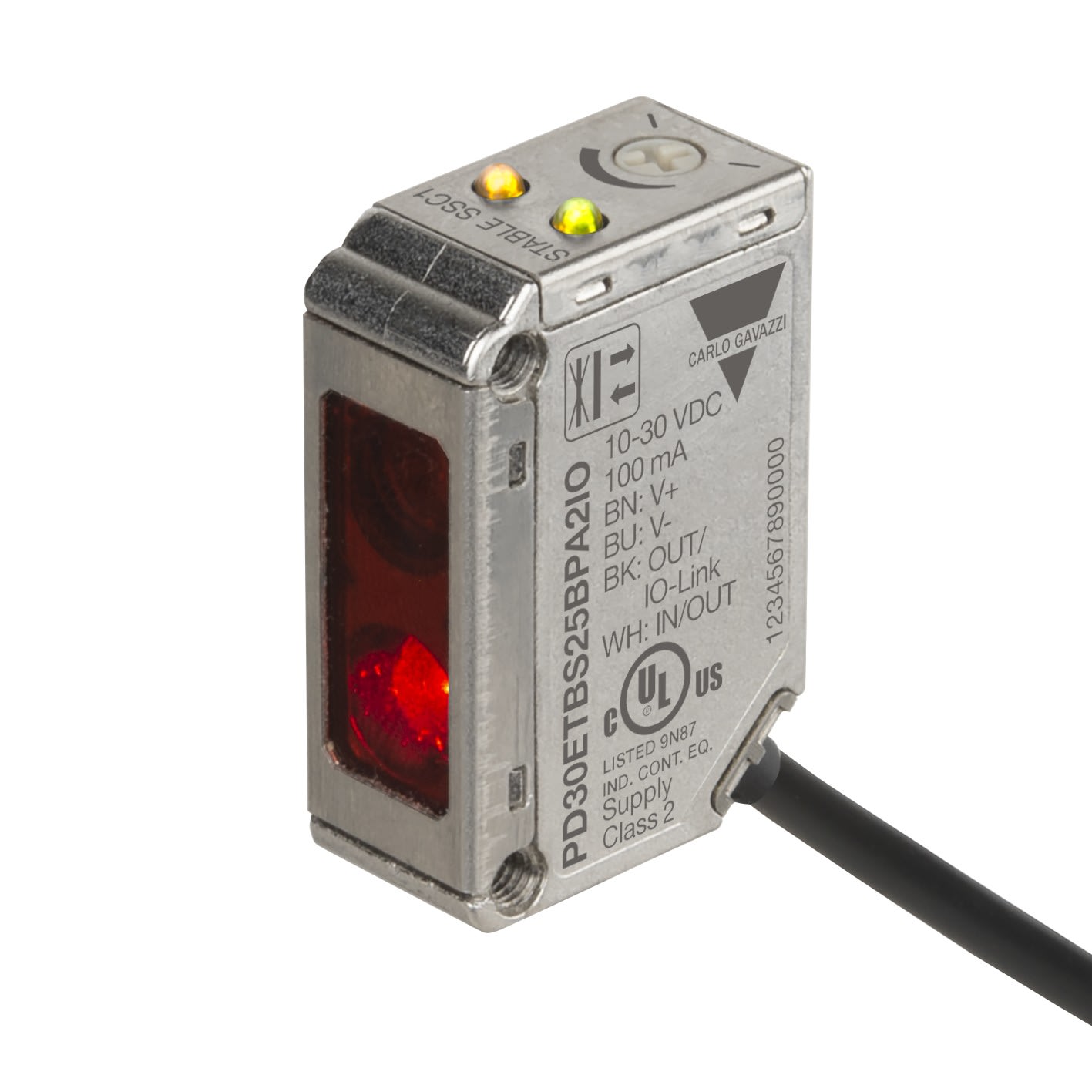 Carlo Gavazzi - Cellule photo acier ino PointSpot sup arr plan 250mm câble 2m 10-30Vcc IO-LINK