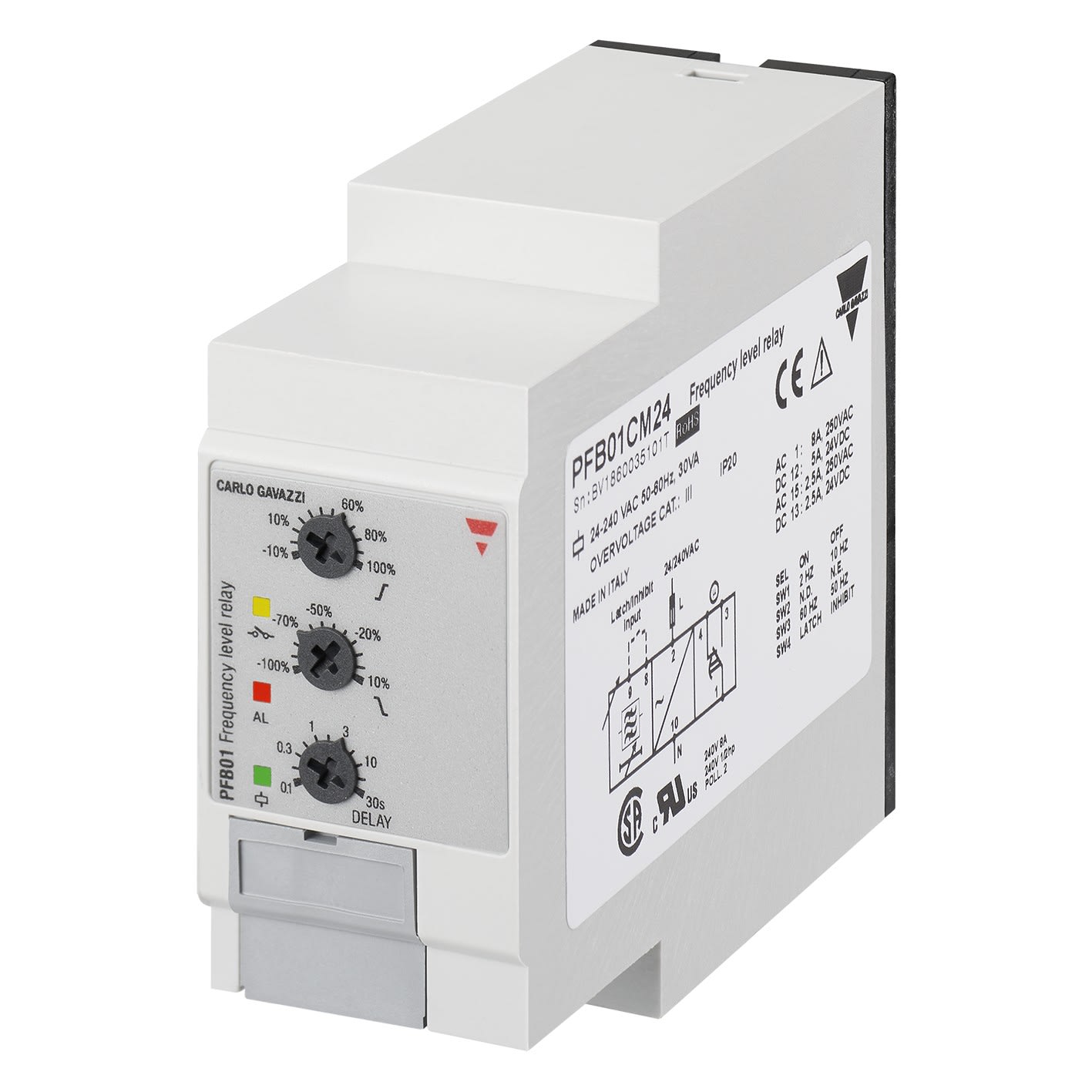 Carlo Gavazzi - Relais de contrôle fréquence - Mesure: 50-60Hz 1RT-8A - 24-240Vca