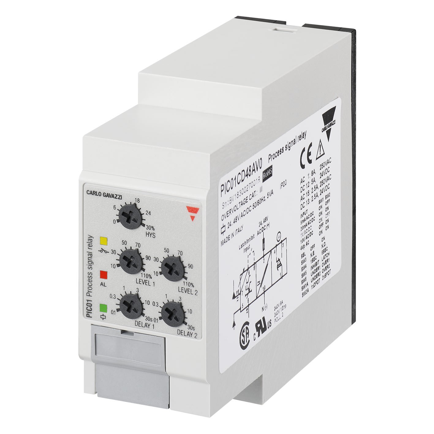 Carlo Gavazzi - Relais de contrôle analogique - Mesure : 0,5-20 mACA/CC-0,1-10VCA/CC -115/230Vca