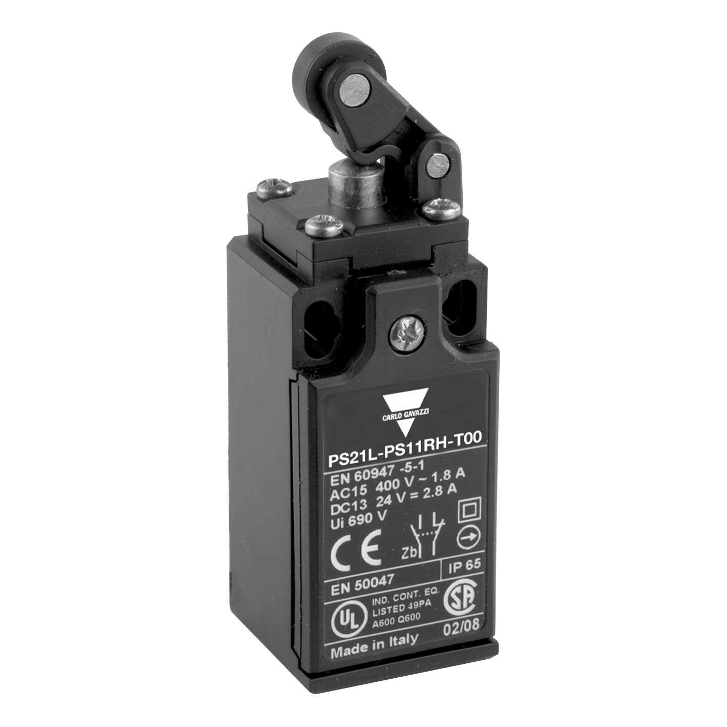 Carlo Gavazzi - Fin de course 30mm-PG13,5mm -Action brusque 1NO+1NF-Galet poussoir plastic-IP65