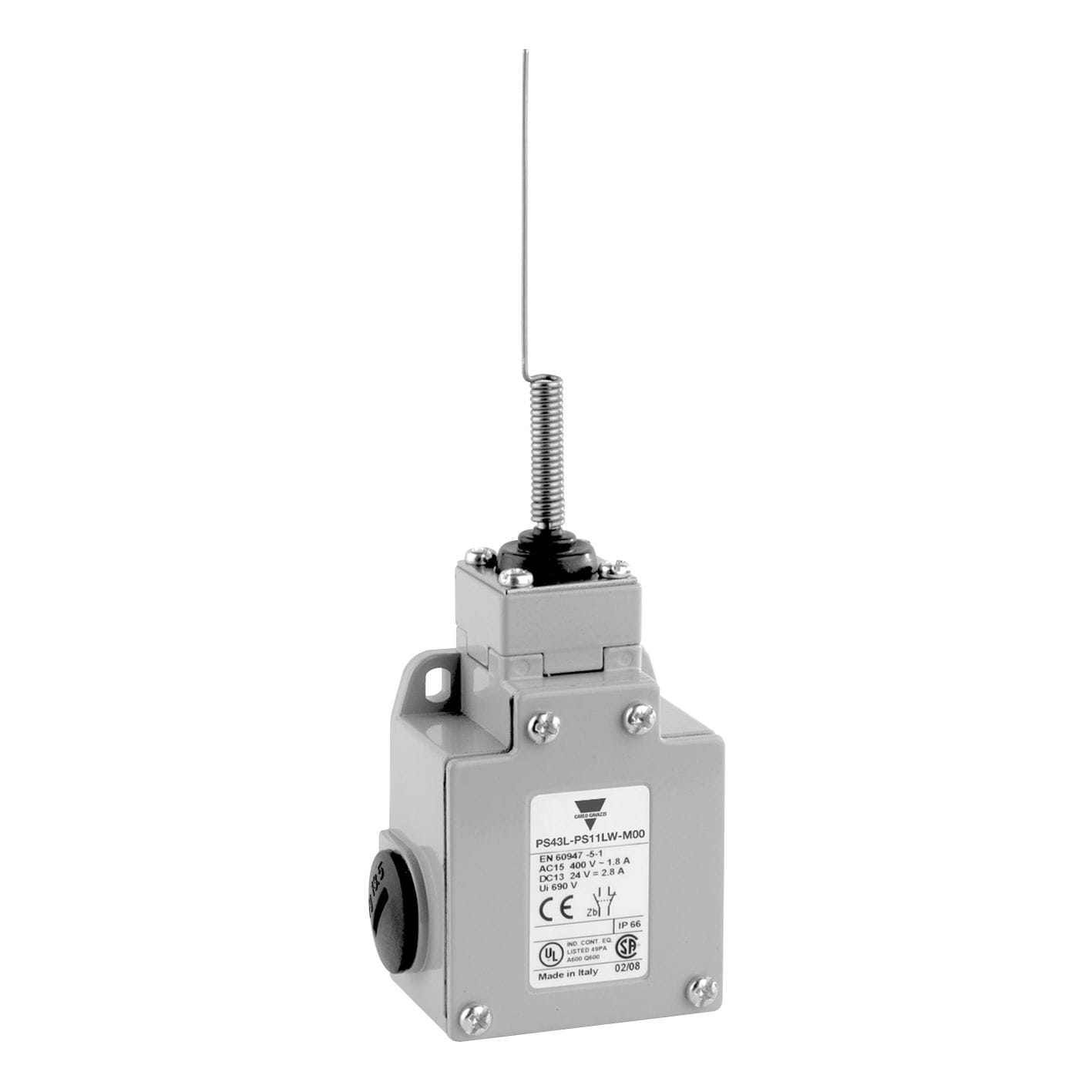 Carlo Gavazzi - Fin de course 60mm -PG13,5- Action brusque 1NO+1NF - Tige souple à ressort-IP65
